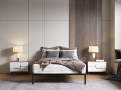 3-Stelaż Łóżka BED ALU 140x200 Metalowy Drewniane Listwy Nowoczesny CZARNY-3