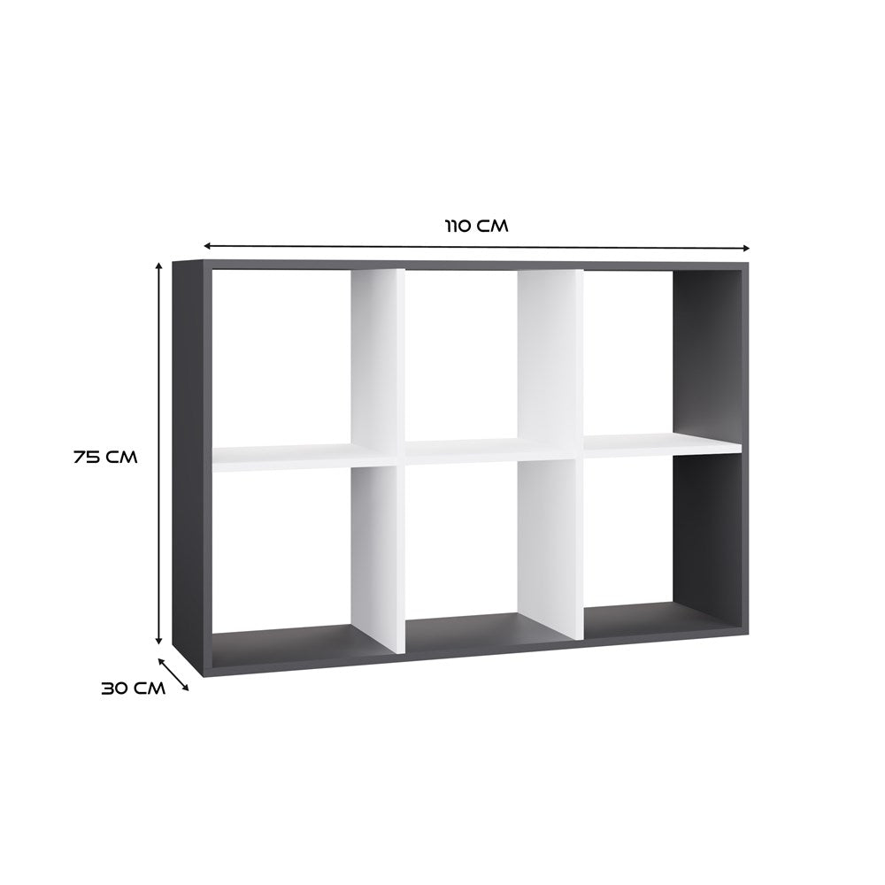 4-Regał Malax 2X3 ANTRACYT BIAŁY-4