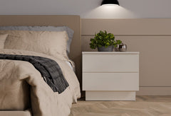 2-Szafka Nocna AMBER 2S Stolik Nocny 2 Szuflady Do Sypialni KASZMIR Beż-2
