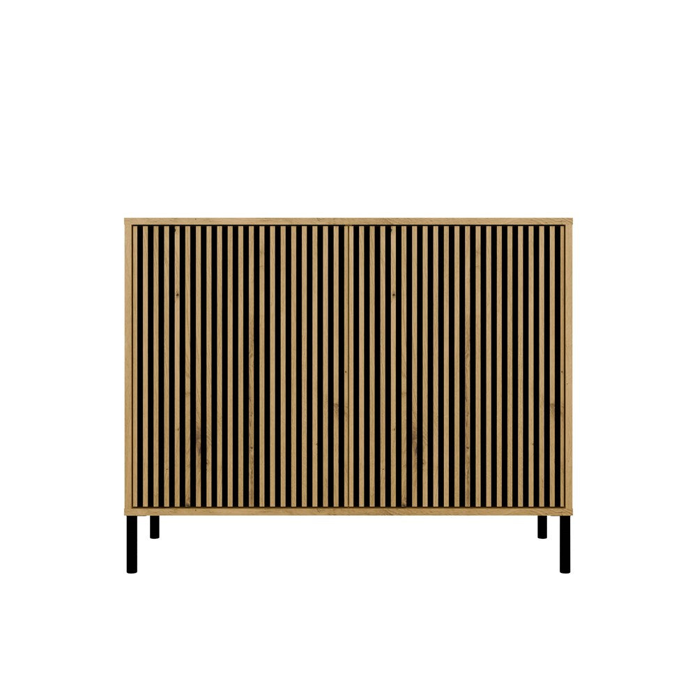 7-Komoda KAMARO 2D SLIM DĄB ARTISAN Lamele Front Ryflowany-7