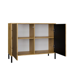 2-Komoda KAMARO 2D SLIM DĄB ARTISAN Lamele Front Ryflowany-2