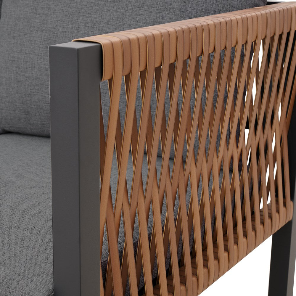 16-Zestaw Mebli Ogrodowych Jadalnianych TEXAS Narożny dla 6 Osób Sofa Stół Ławka SZARY-16