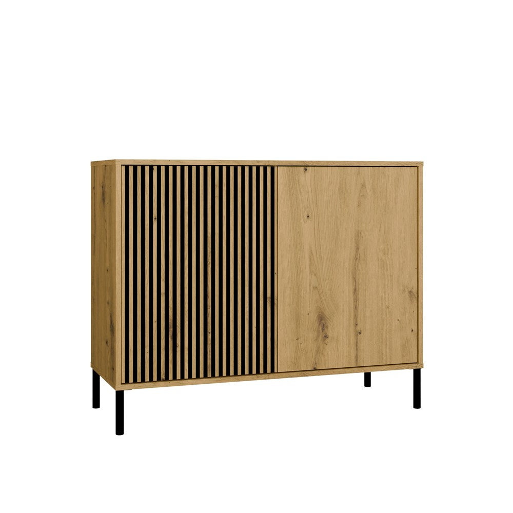 8-Komoda Front Ryflowany Szafka KAMARO 2D Slim / Gładki DĄB ARTISAN Lamele-8