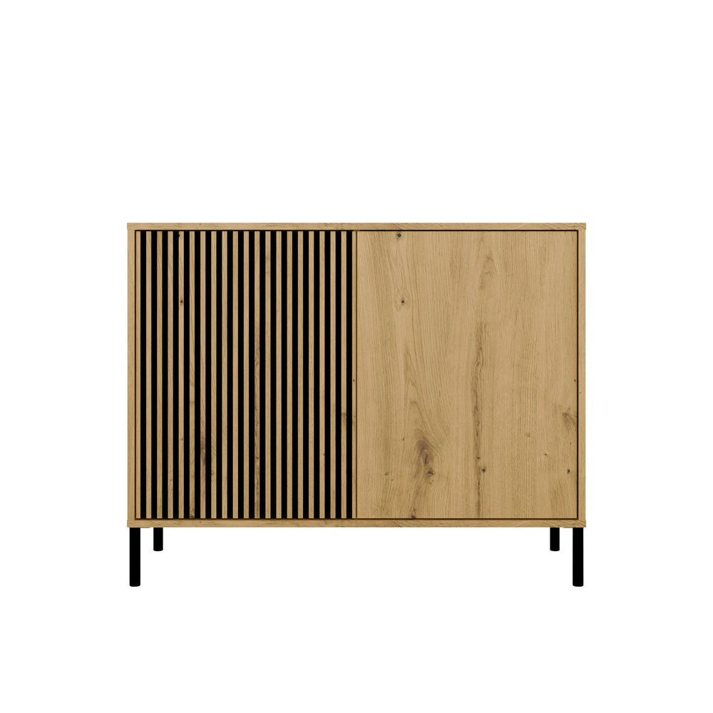 10-Komoda Front Ryflowany Szafka KAMARO 2D Slim / Gładki DĄB ARTISAN Lamele-10