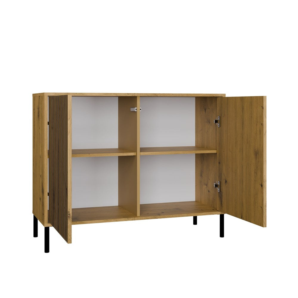 7-Komoda Front Ryflowany Szafka KAMARO 2D Slim / Gładki DĄB ARTISAN Lamele-7