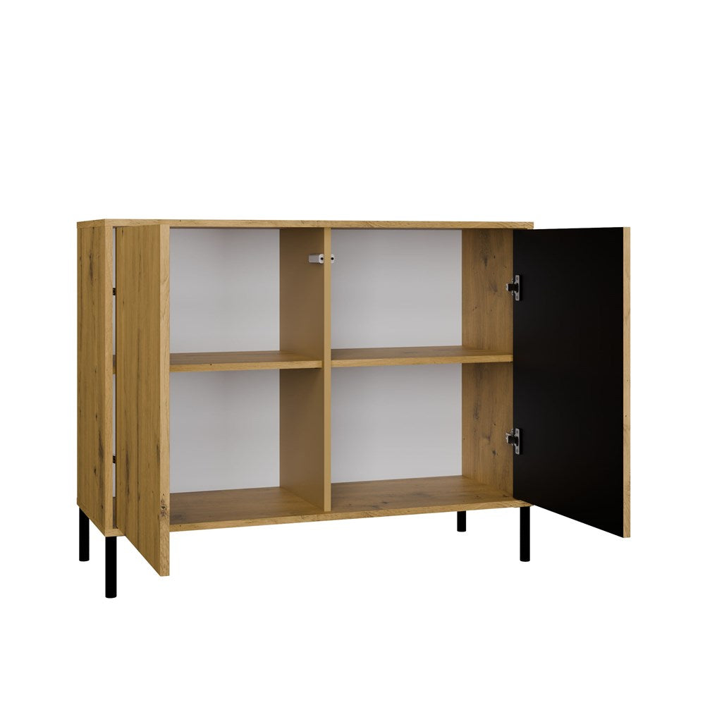9-Komoda Front Ryflowany Szafka KAMARO 2D Slim / Gładki DĄB ARTISAN Lamele-9