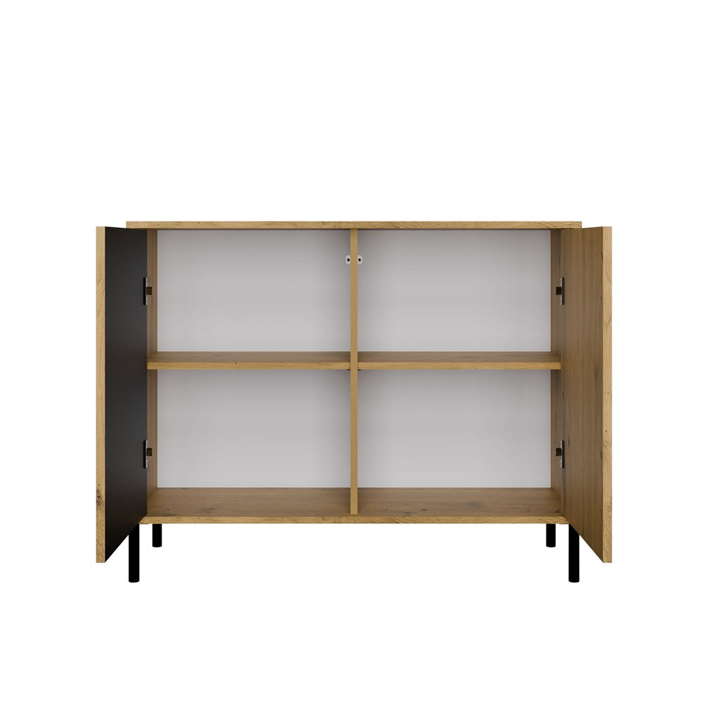 11-Komoda Front Ryflowany Szafka KAMARO 2D Slim / Gładki DĄB ARTISAN Lamele-11