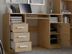 2-BIURKO DELTA DĄB ARTISAN 120 Cm 3 Szuflady Szafka Półki Do Biura Pokoju Na Laptop-2