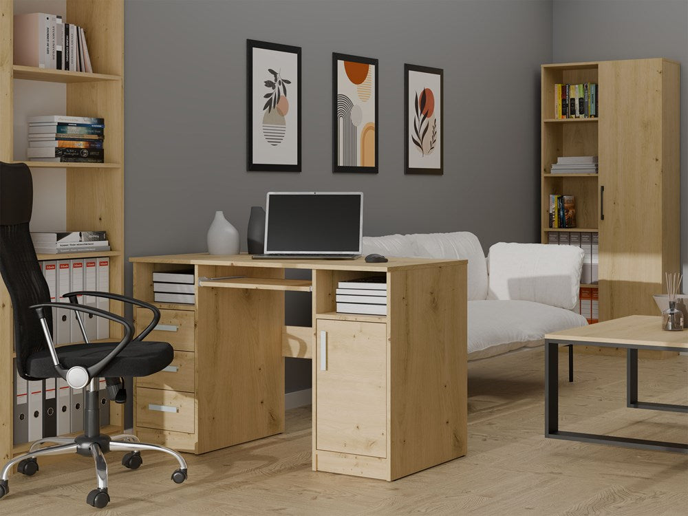 4-BIURKO DELTA DĄB ARTISAN 120 Cm 3 Szuflady Szafka Półki Do Biura Pokoju Na Laptop-4