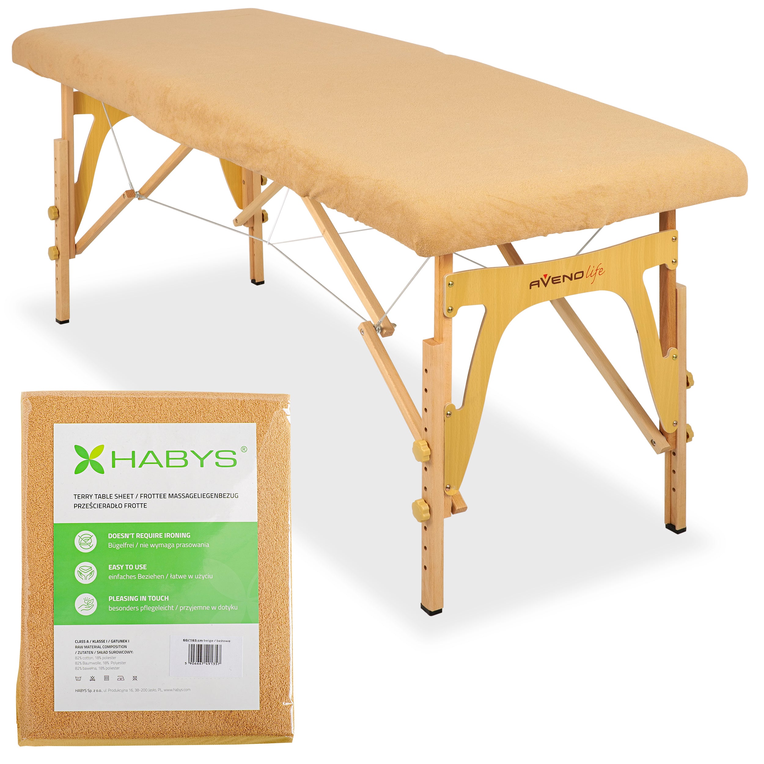--1-piece terry sheet for folding tables – 60/165 cm, beige-