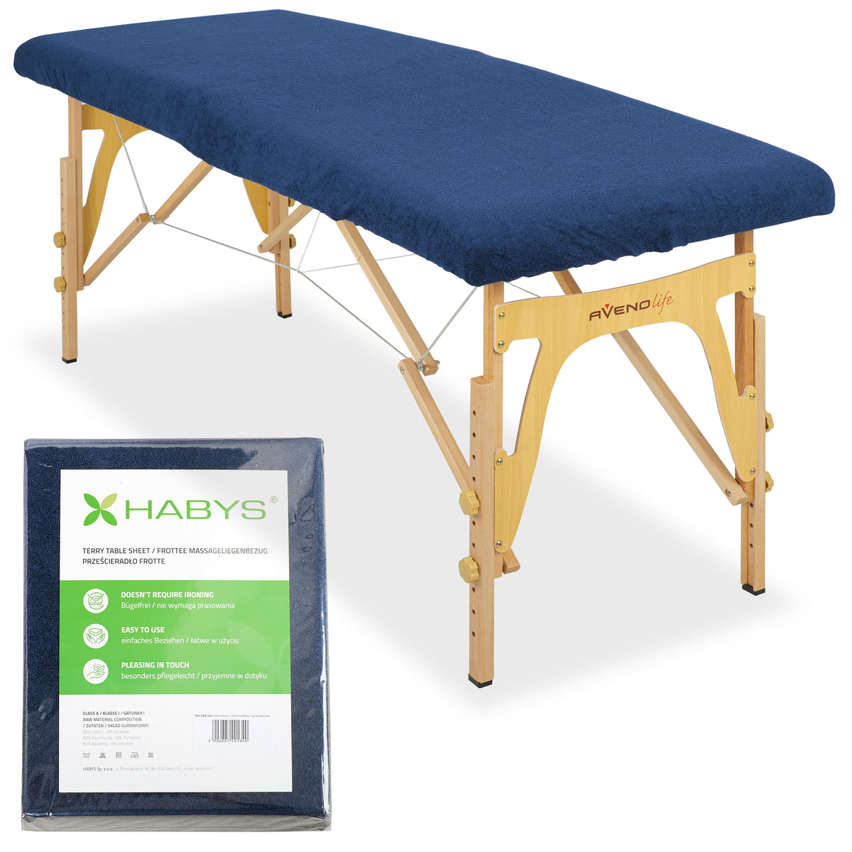--1-piece terry sheet for folding tables – 60/165 cm, navy blue-
