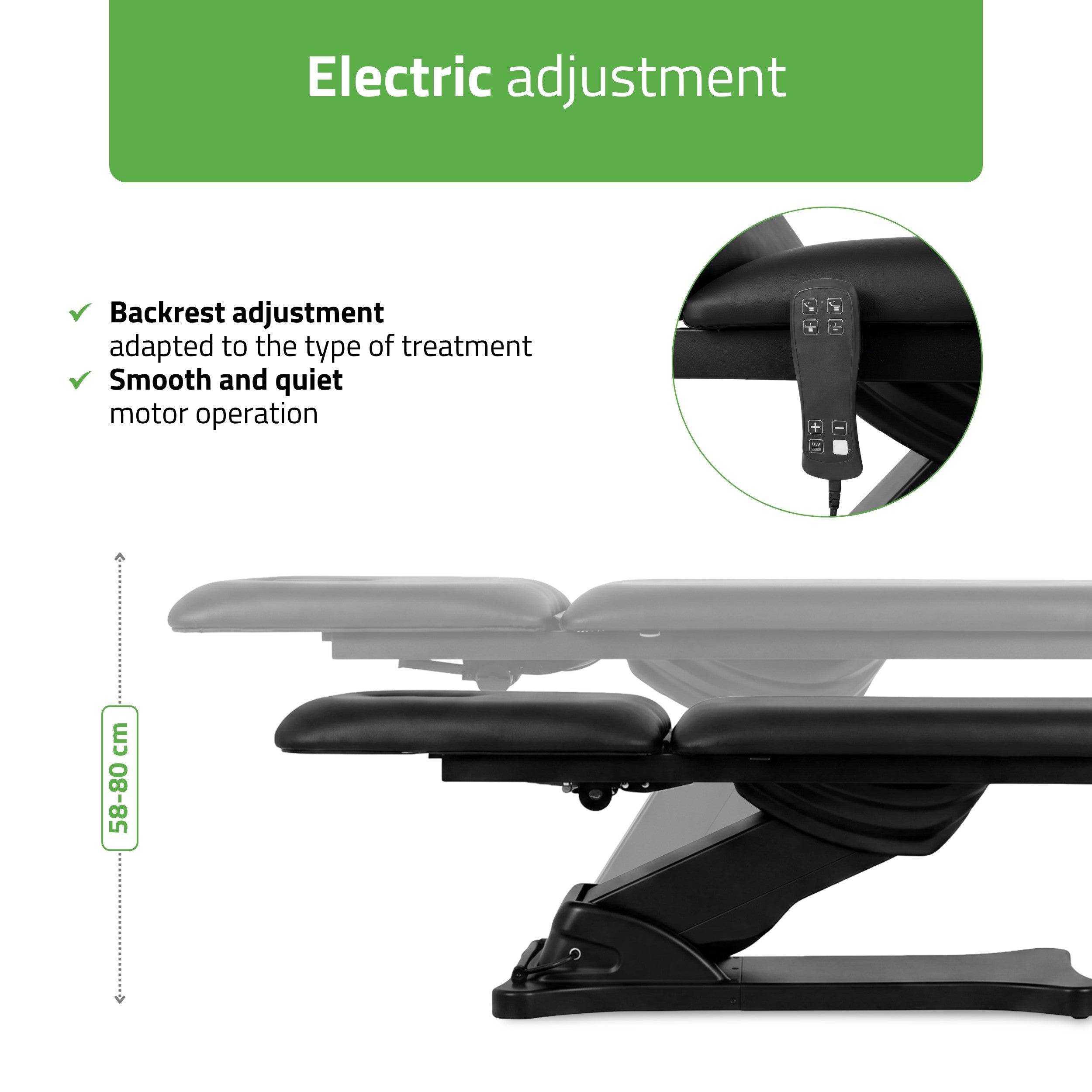 -4-Camilla ERGO 2 electric heated beauty bed for massage and SPA treatments Satin Comfort k715 black-4