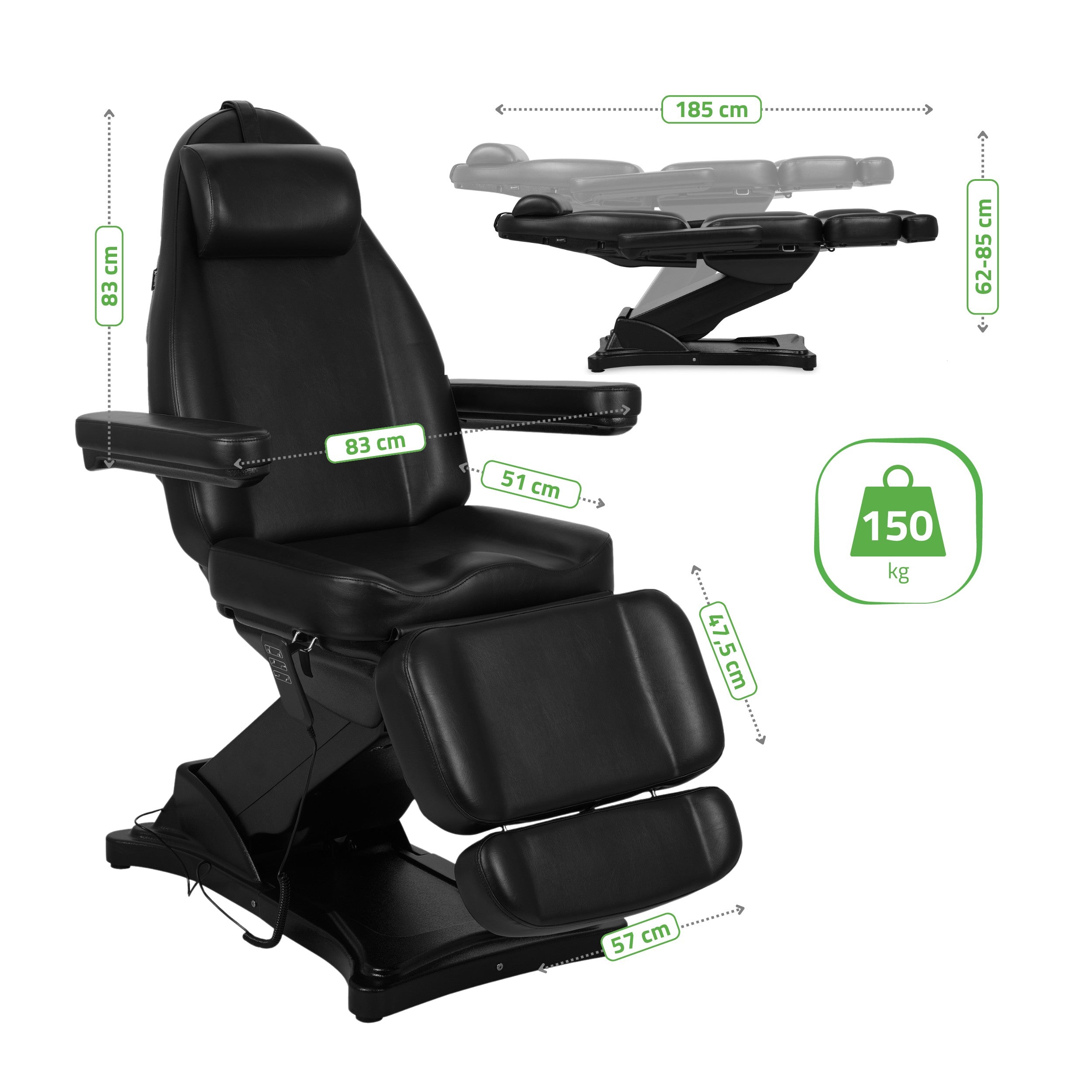 -10-Cosmetic treatment chair, electric Elara PRO 4, black-10