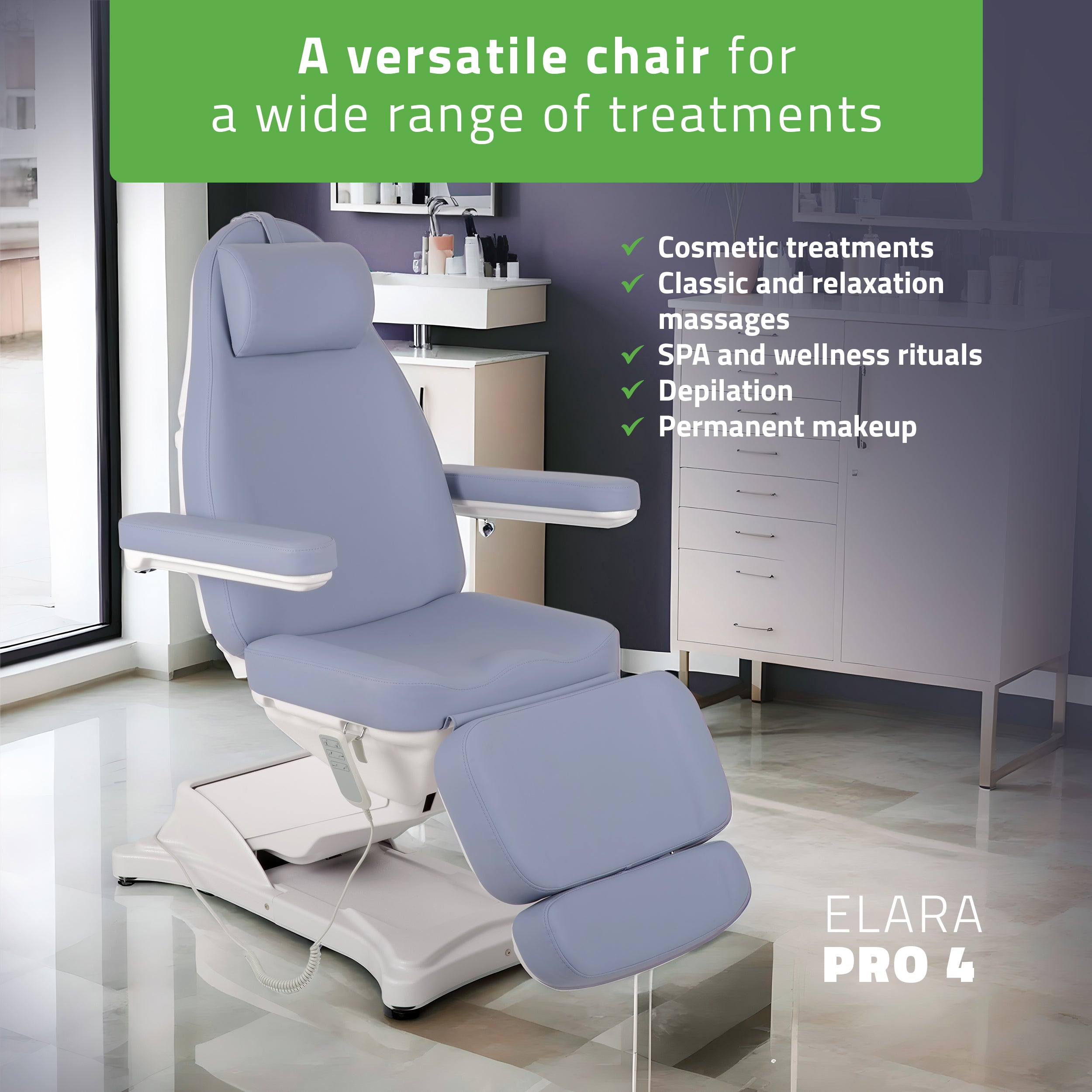 -1-Cosmetic treatment chair, electric Elara PRO 4, violet-1