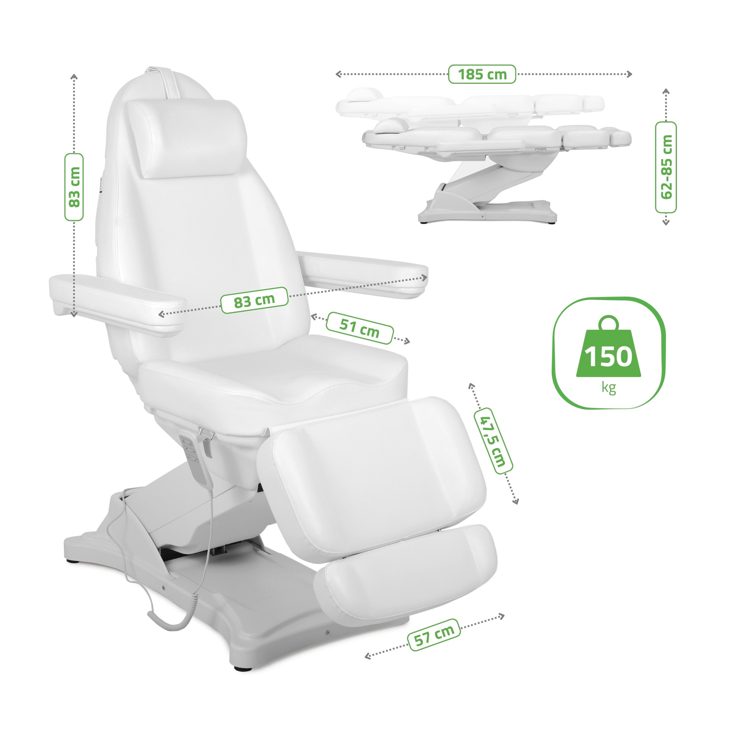 -10-Cosmetic treatment chair, electric Elara PRO 4, white-10