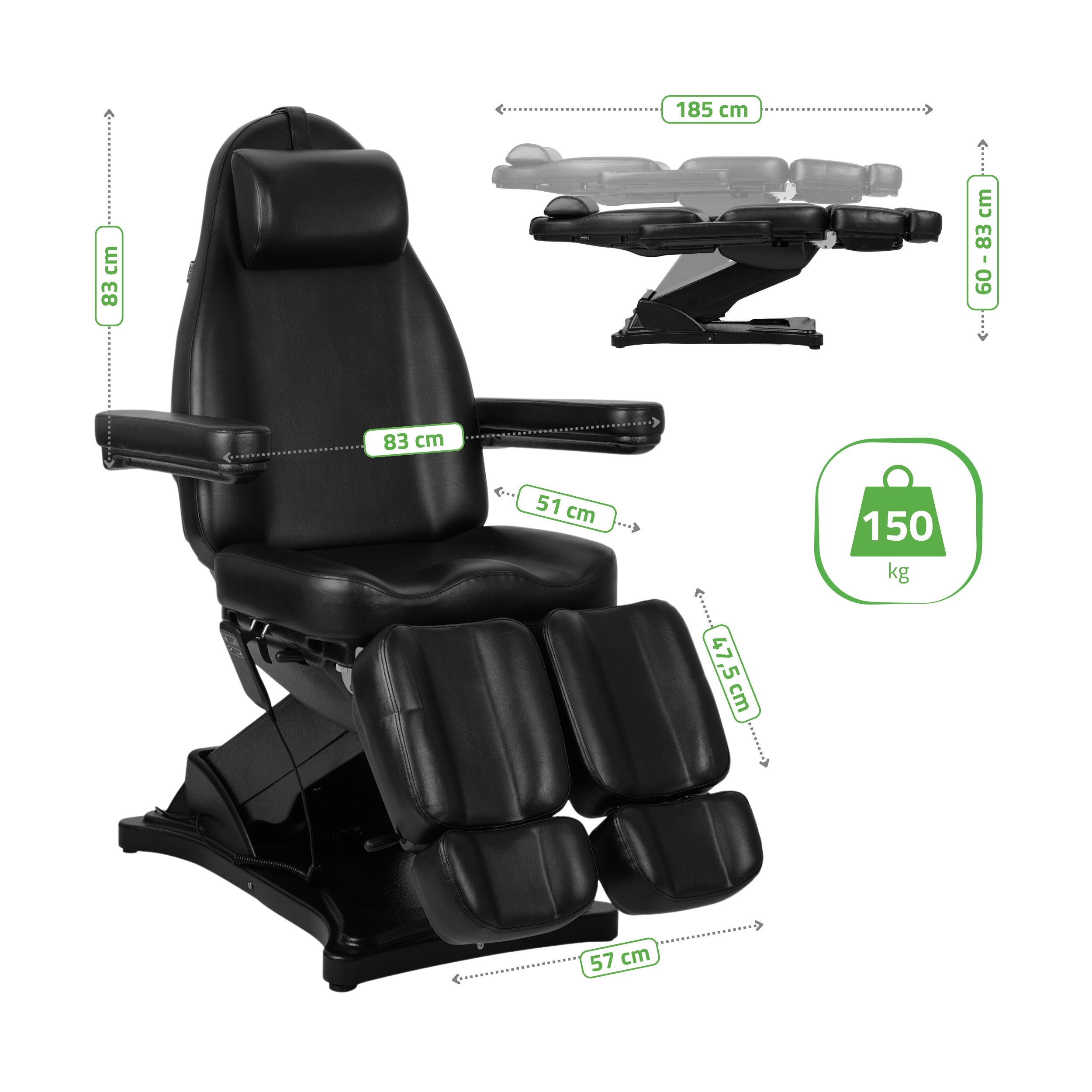 -10-Cosmetic treatment chair, electric Elara PRO 6P, black-10
