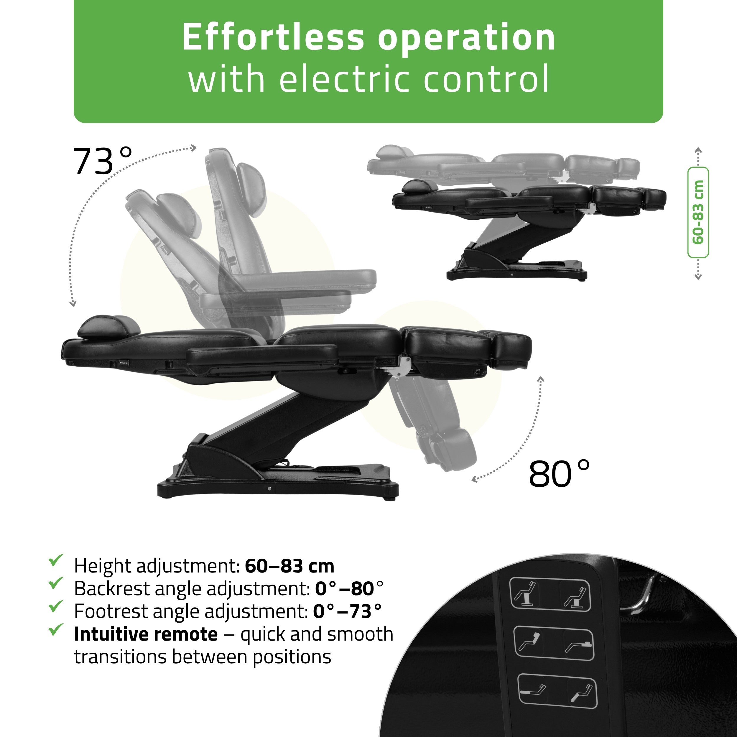 -9-Cosmetic treatment chair, electric Elara PRO 6P, black-9