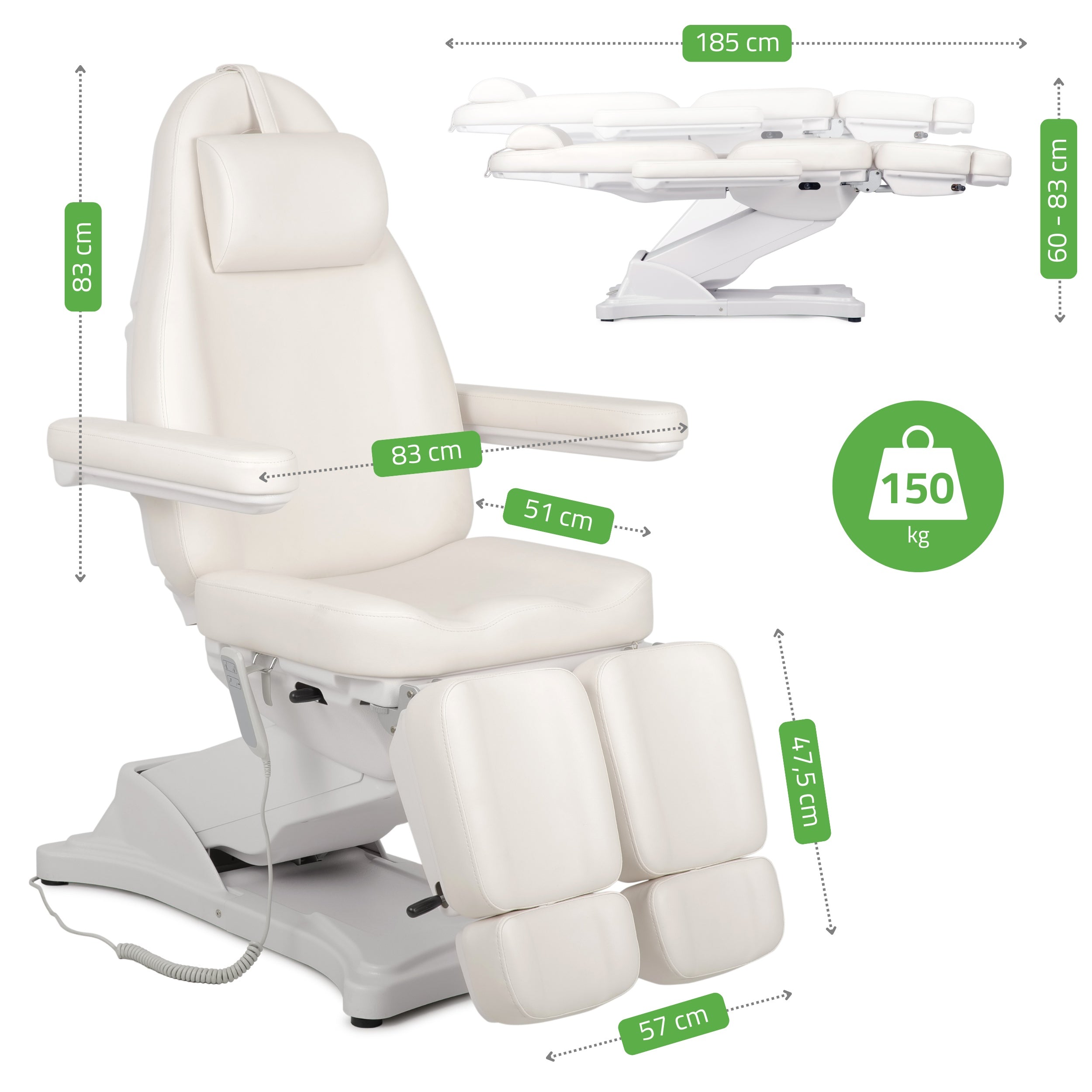 -10-Cosmetic treatment chair, electric Elara PRO 6P, white-10