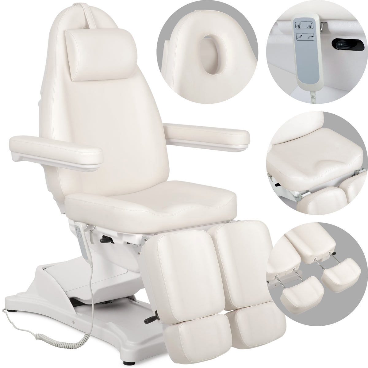 --Cosmetic treatment chair, electric Elara PRO 6P, white-