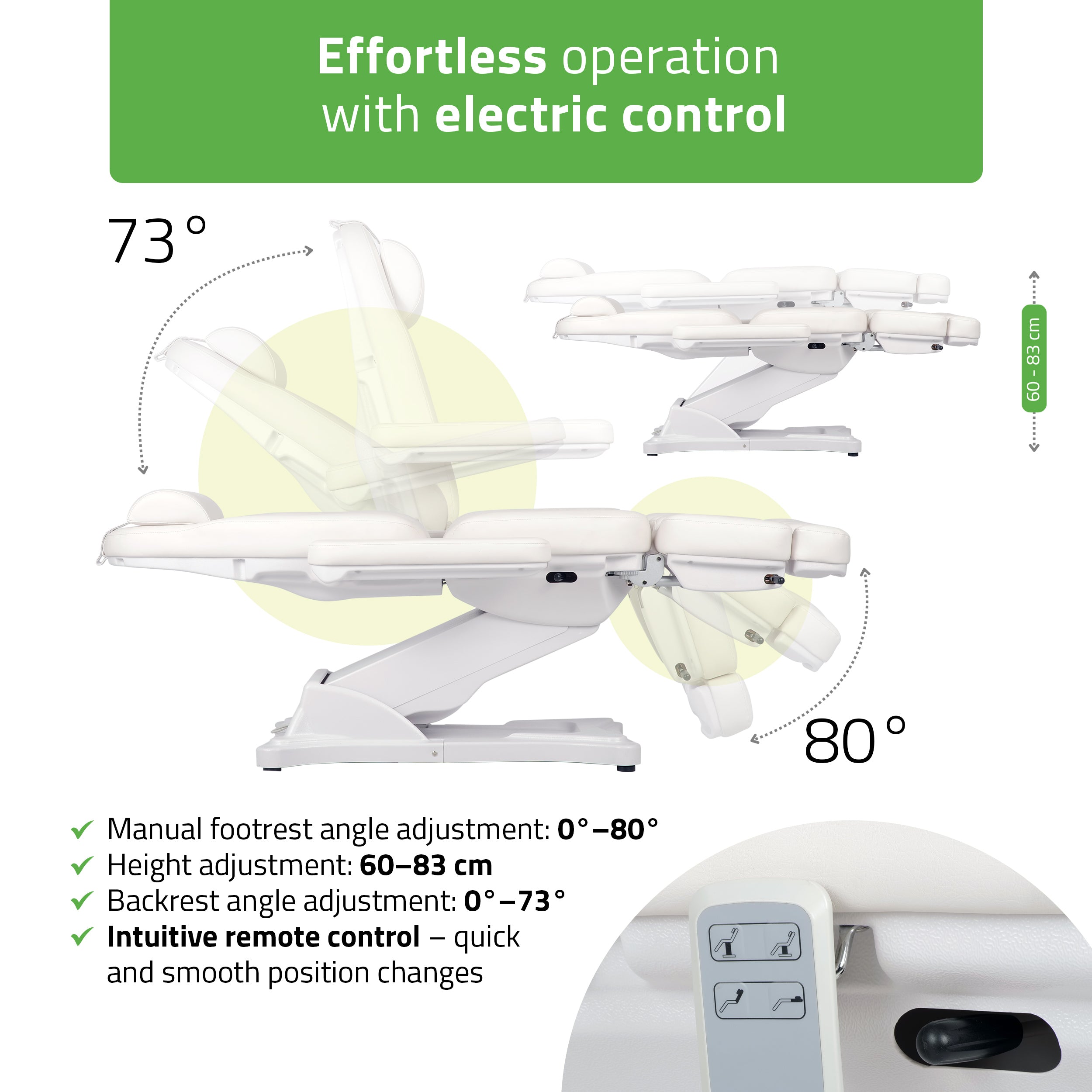 -2-Cosmetic treatment chair, electric Elara PRO 6P, white-2