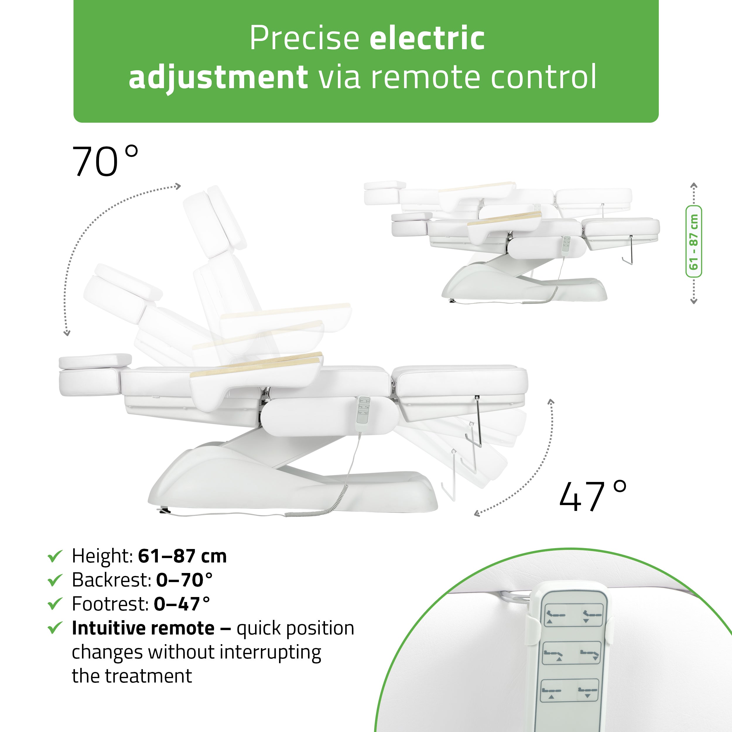 -2-Electric beauty chair Leo PRO 4 Comfy Base k501 white-2