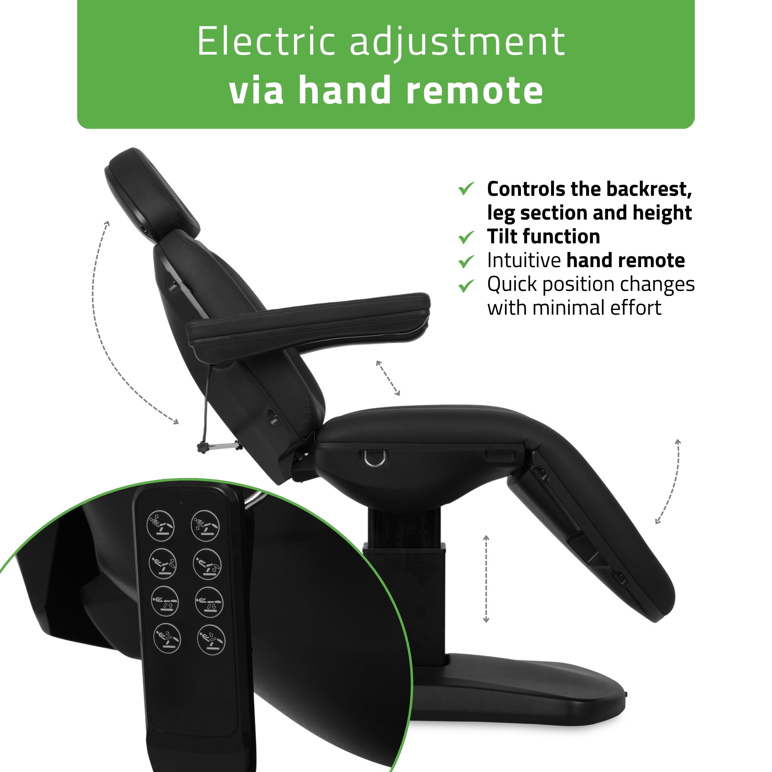 -5-Electric beauty chair Ravia PRO 3 Black | Habys-5