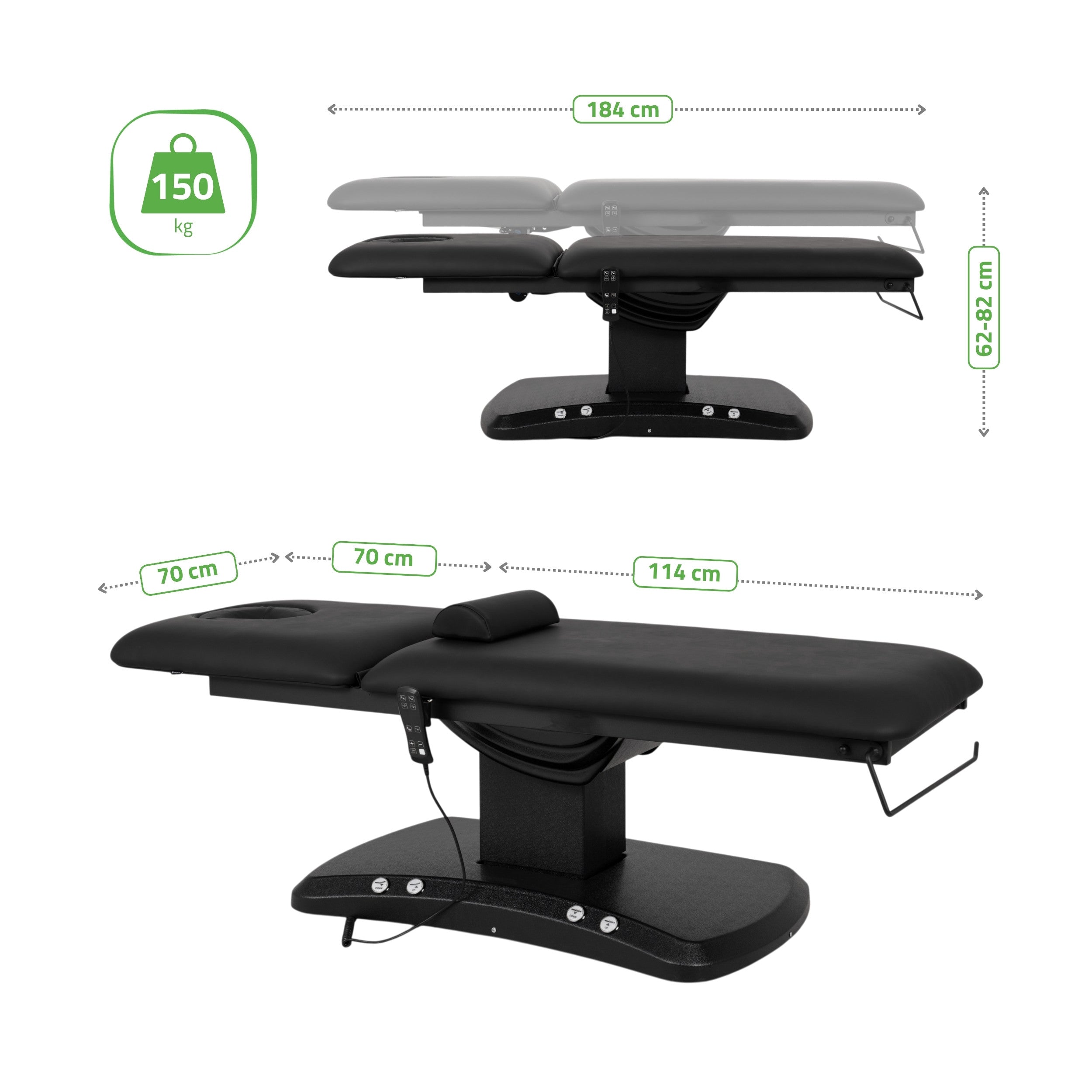 -9-Electric treatment table Estella ERGO 2, k715 black – 2 motors-9