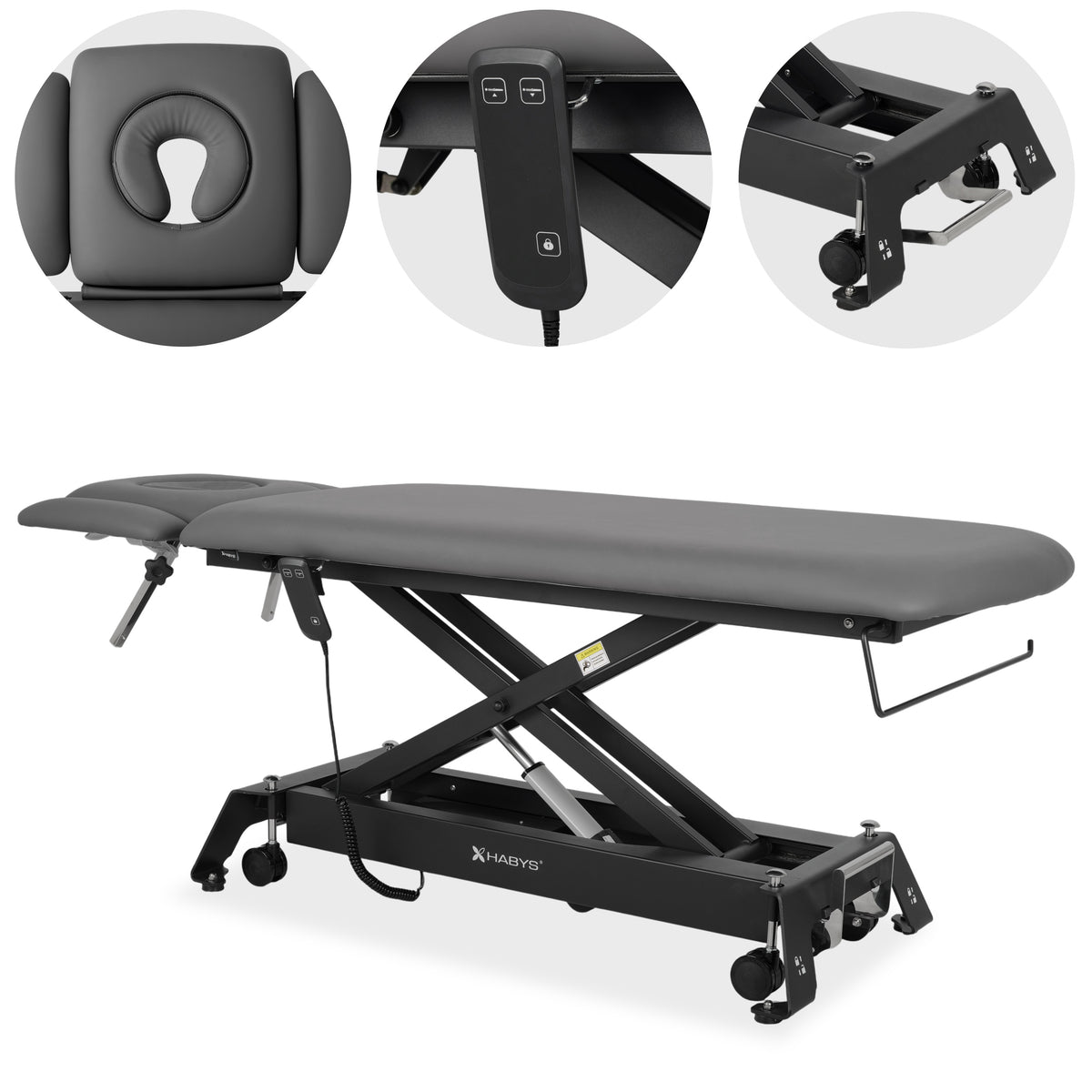 --Evero Cross X4 ERGO therapy table, electric height adjustment with hand remote control, ERGO cushion, Touch Core k322 gray-