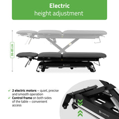 -2-Evero Cross X5 ERGO therapy table, electric height adjustment, foot control bar, ERGO cushion, Satin Comfort k722 gray-2