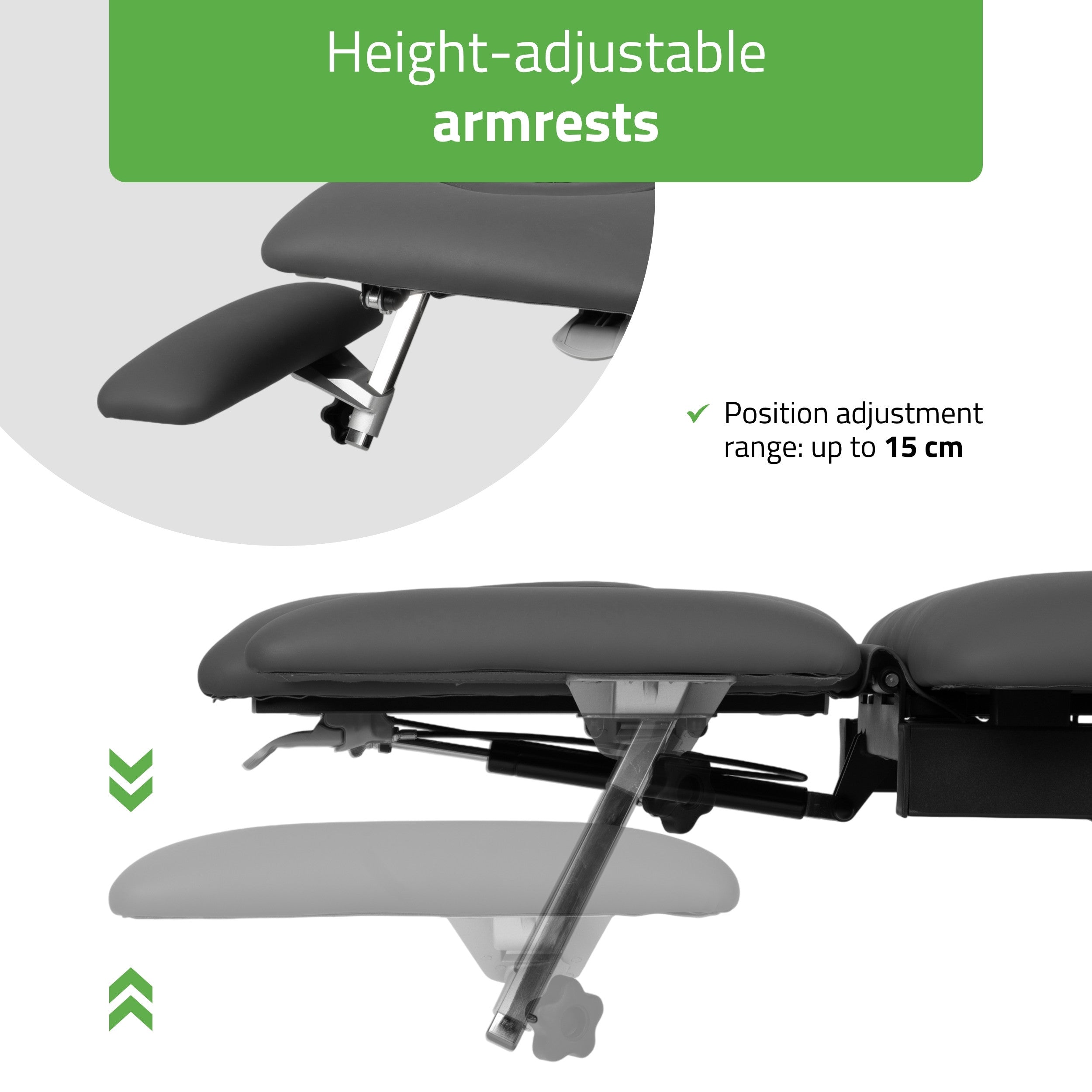 -9-Evero Cross X5 ERGO therapy table, electric height adjustment, foot control bar, ERGO cushion, Satin Comfort k722 gray-9