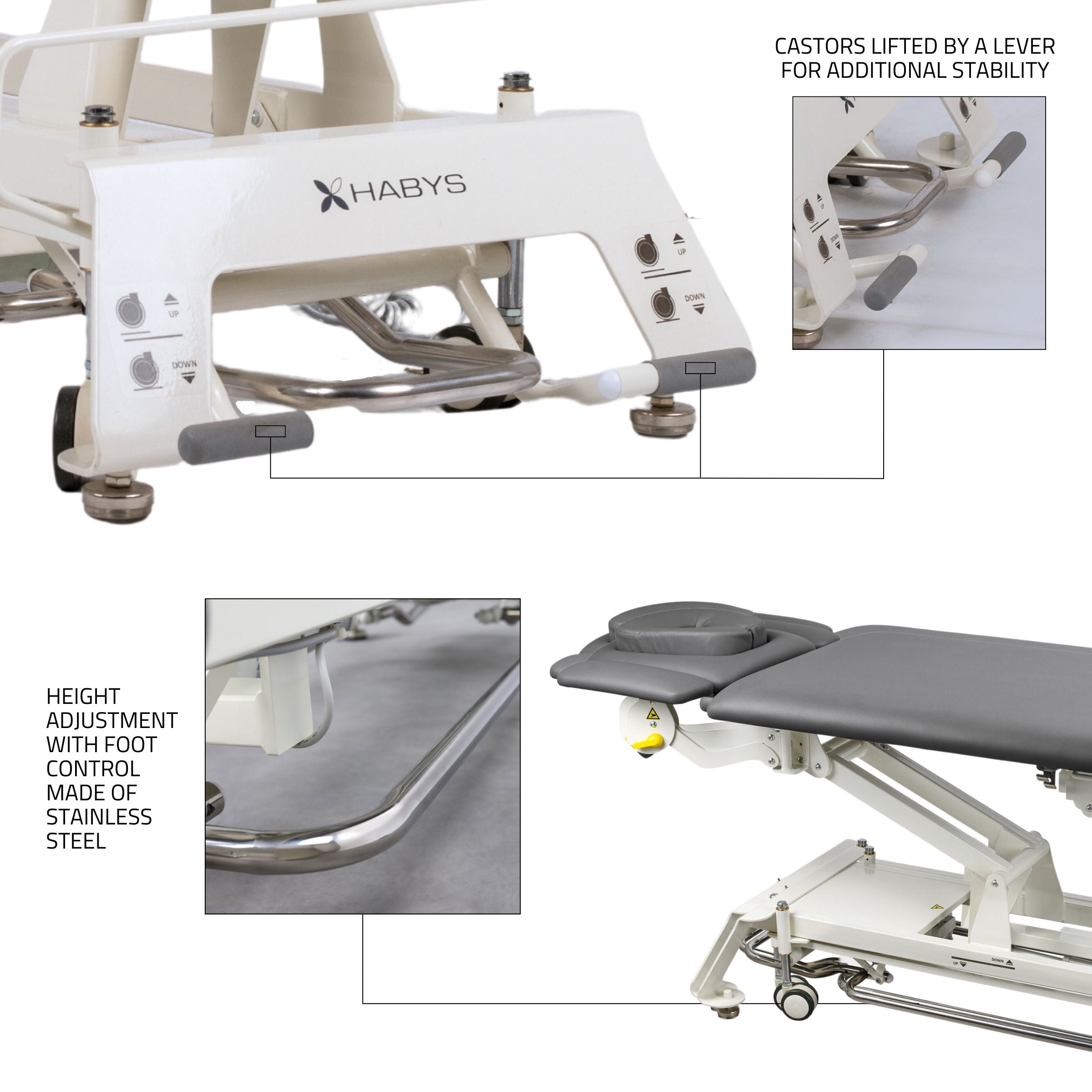-15-Evero V4 ERGO therapy table, electric height adjustment with foot control bar, ERGO cushion, Touch Core k322 gray-15