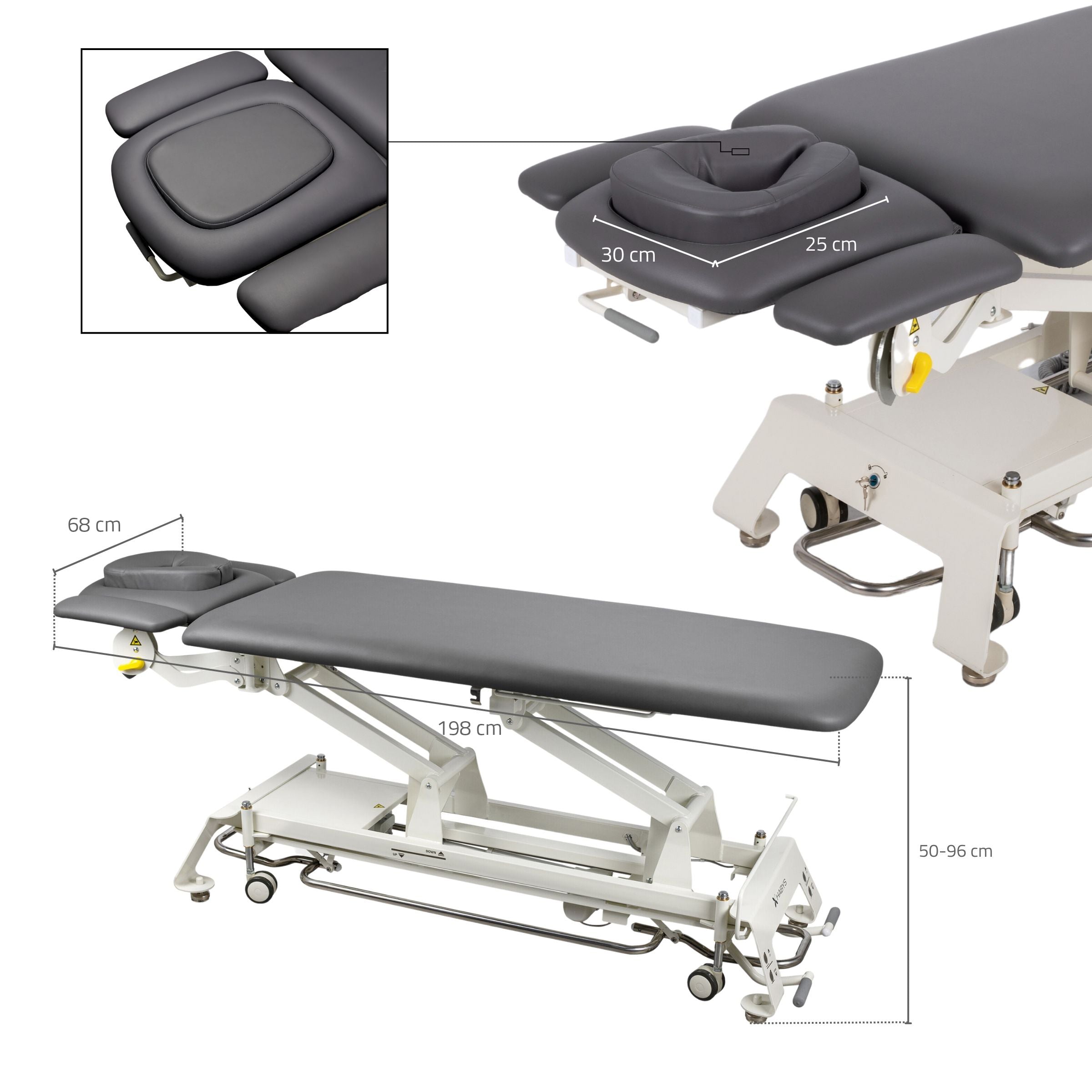-17-Evero V4 ERGO therapy table, electric height adjustment with foot control bar, ERGO cushion, Touch Core k322 gray-17