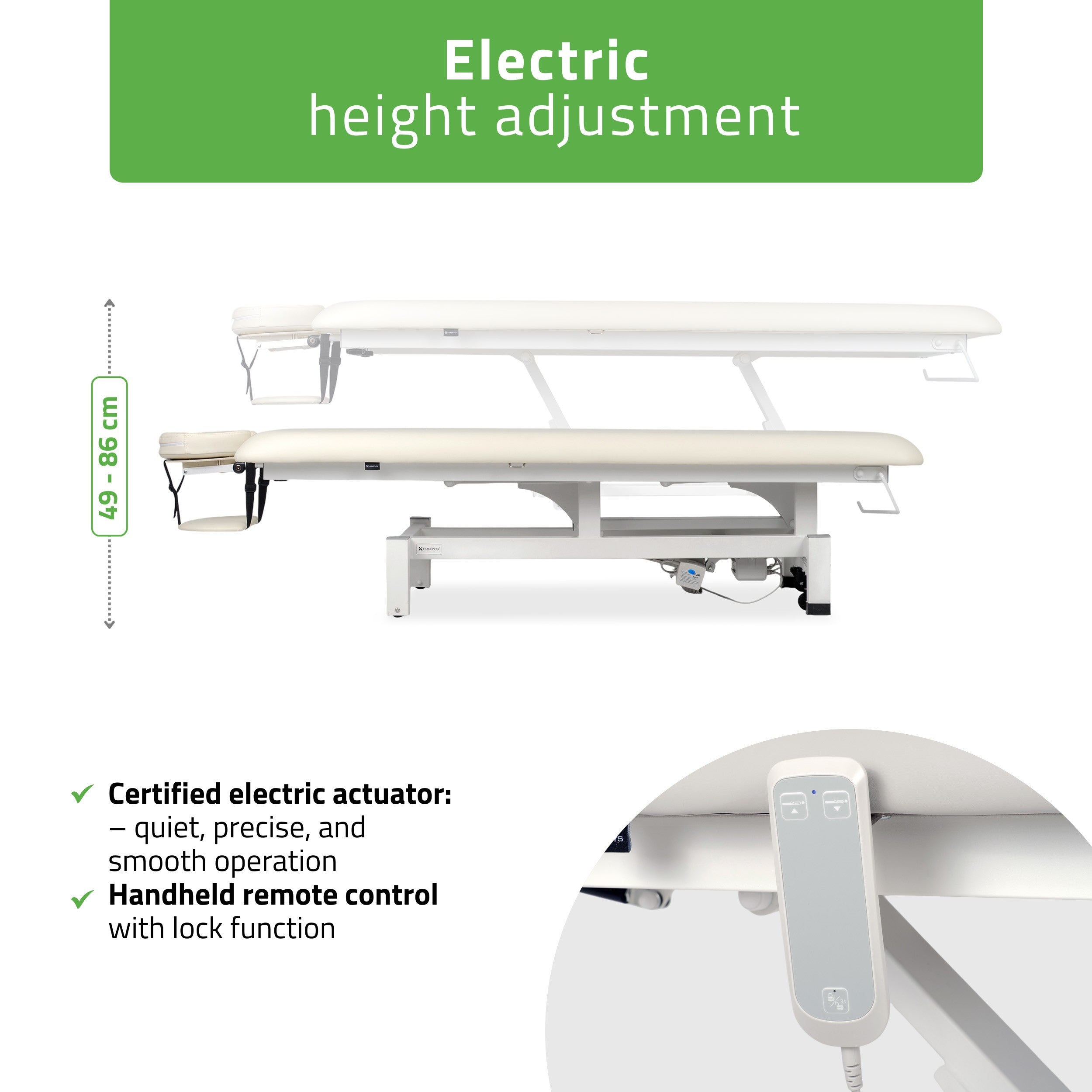 -1-Fortis 1 treatment table, electric adjustment, hand remote control, headrest, arm shelf  k707 ivory-1