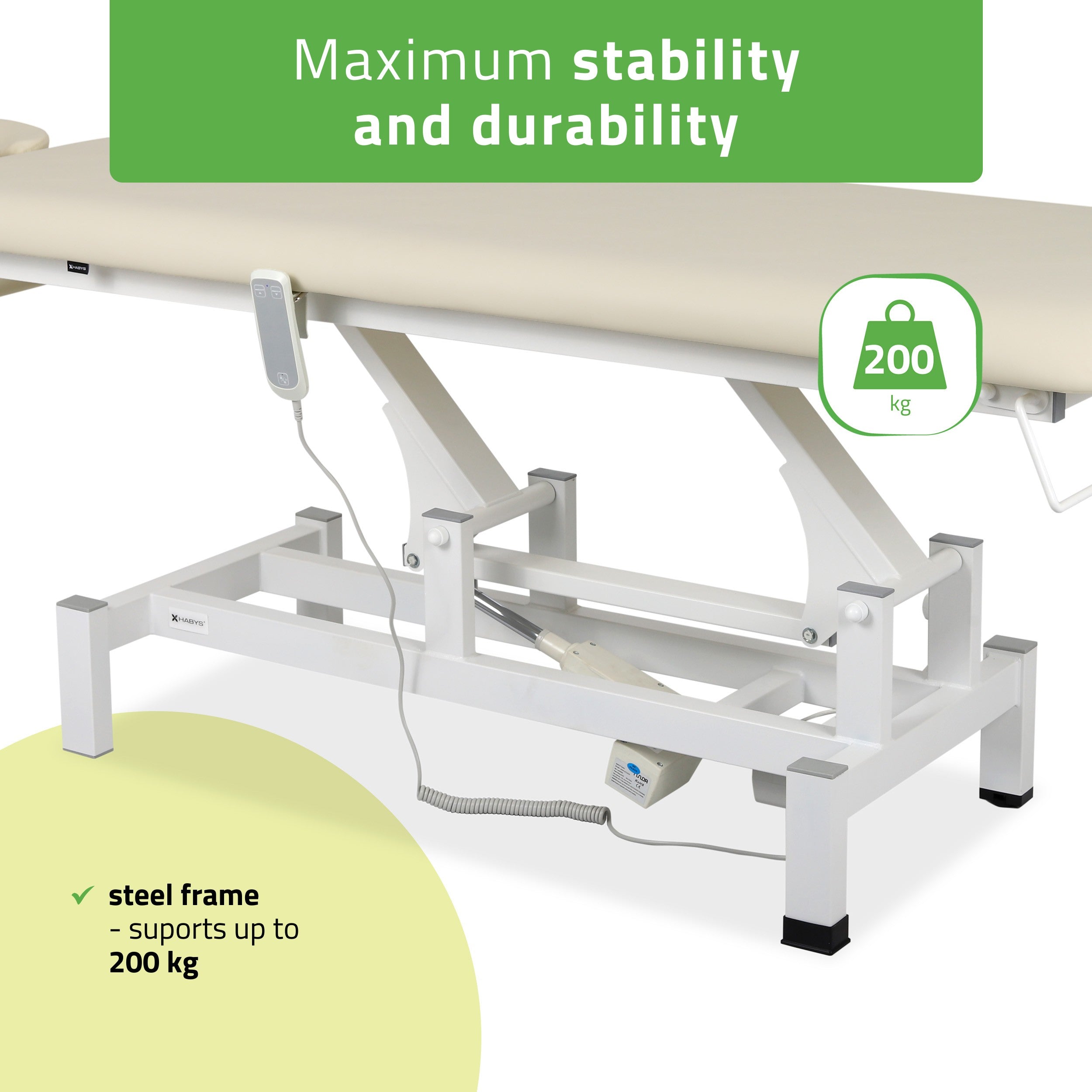 -2-Fortis 1 treatment table, electric adjustment, hand remote control, headrest, arm shelf  k707 ivory-2