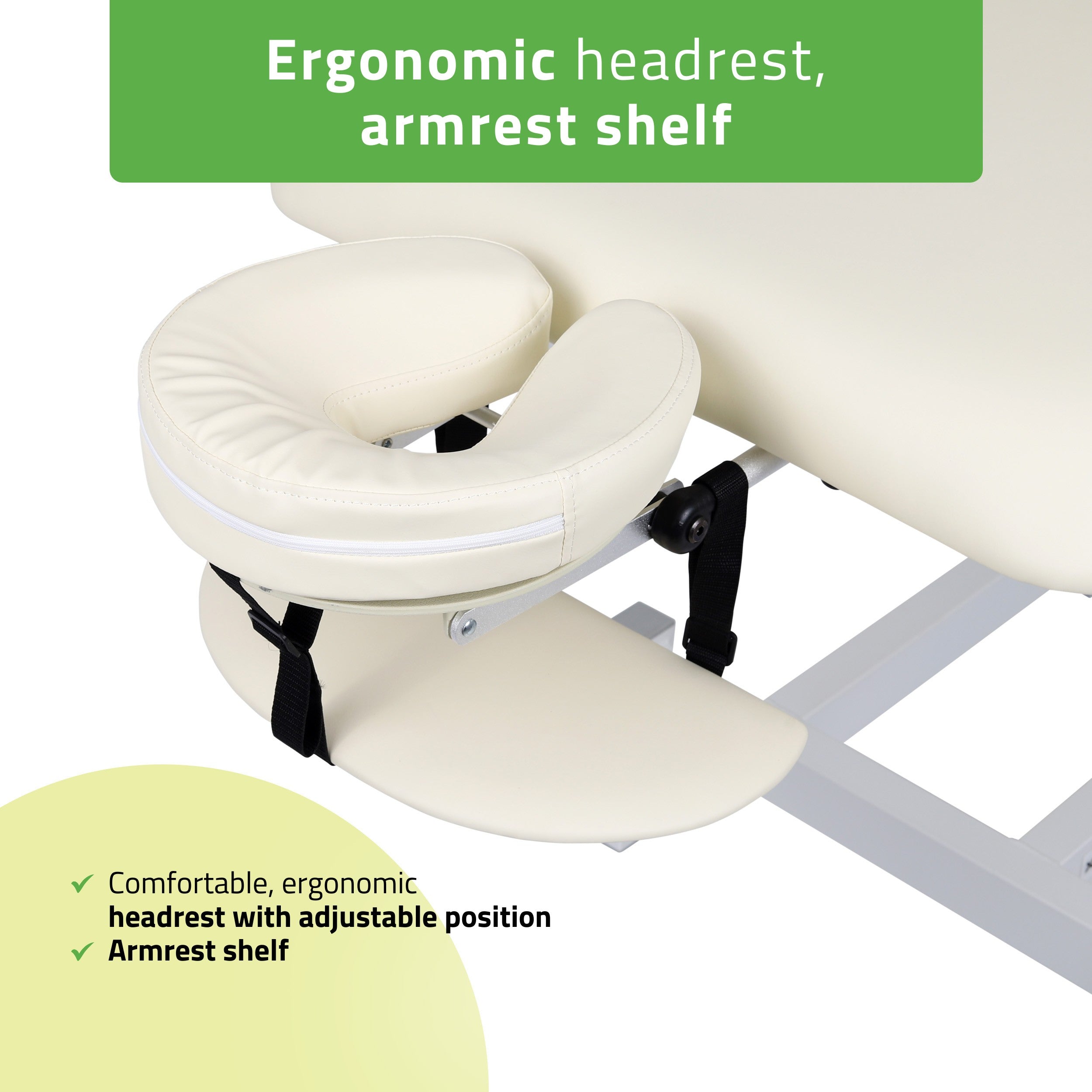 -3-Fortis 1 treatment table, electric adjustment, hand remote control, headrest, arm shelf  k707 ivory-3