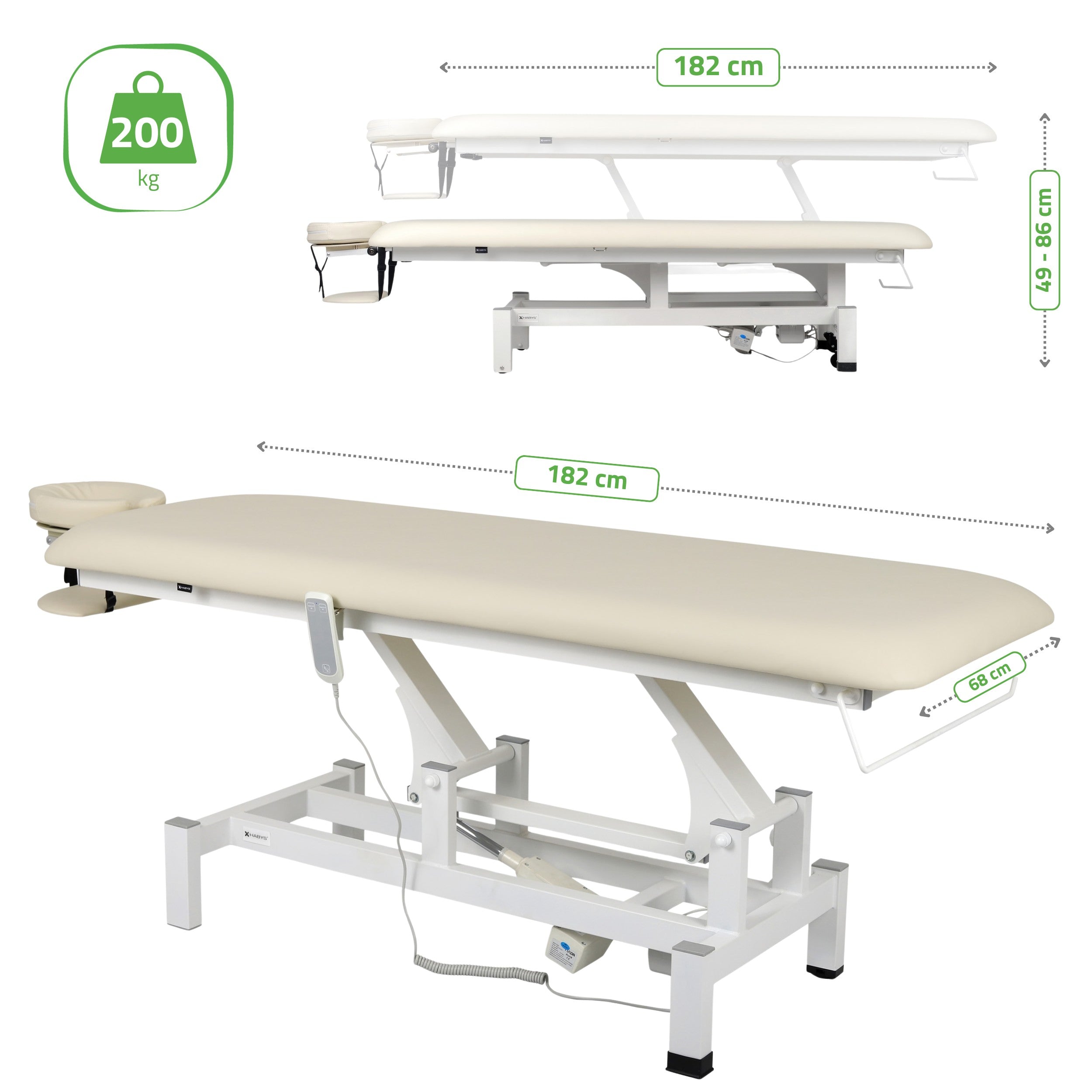 -5-Fortis 1 treatment table, electric adjustment, hand remote control, headrest, arm shelf  k707 ivory-5