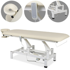 --Fortis 1 treatment table, electric adjustment, hand remote control, headrest, arm shelf  k707 ivory-