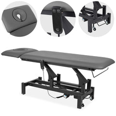 --Fortis 2 ERGO treatment table, electric height adjustment, hand remote control, ERGO face cushion, wheels, k722 Gray-