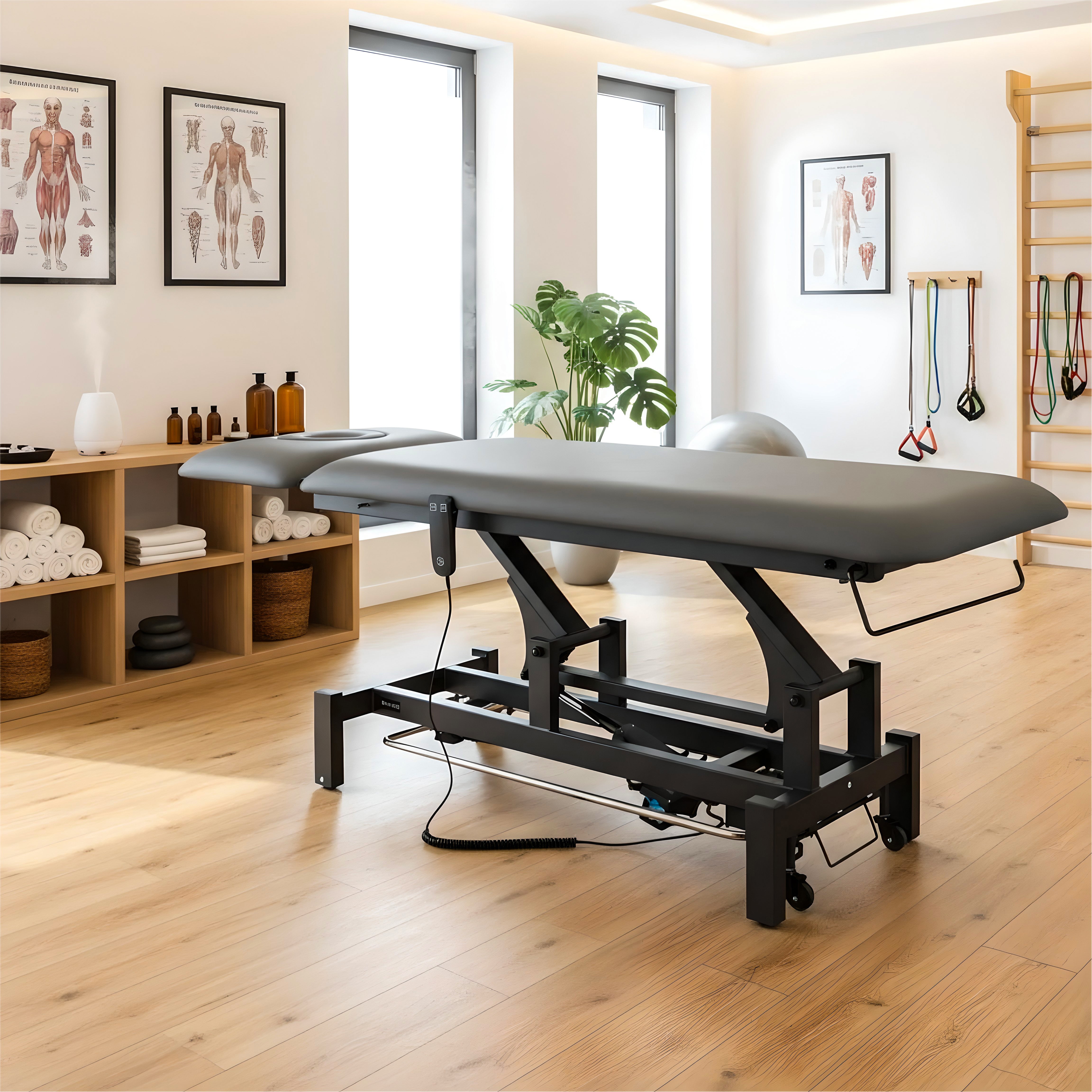 -2-Fortis 2 ERGO treatment table, electric height adjustment with foot control bar, ERGO cushion, k722 gray-2