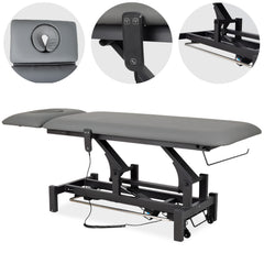 --Fortis 2 ERGO treatment table, electric height adjustment with foot control bar, ERGO cushion, k722 gray-