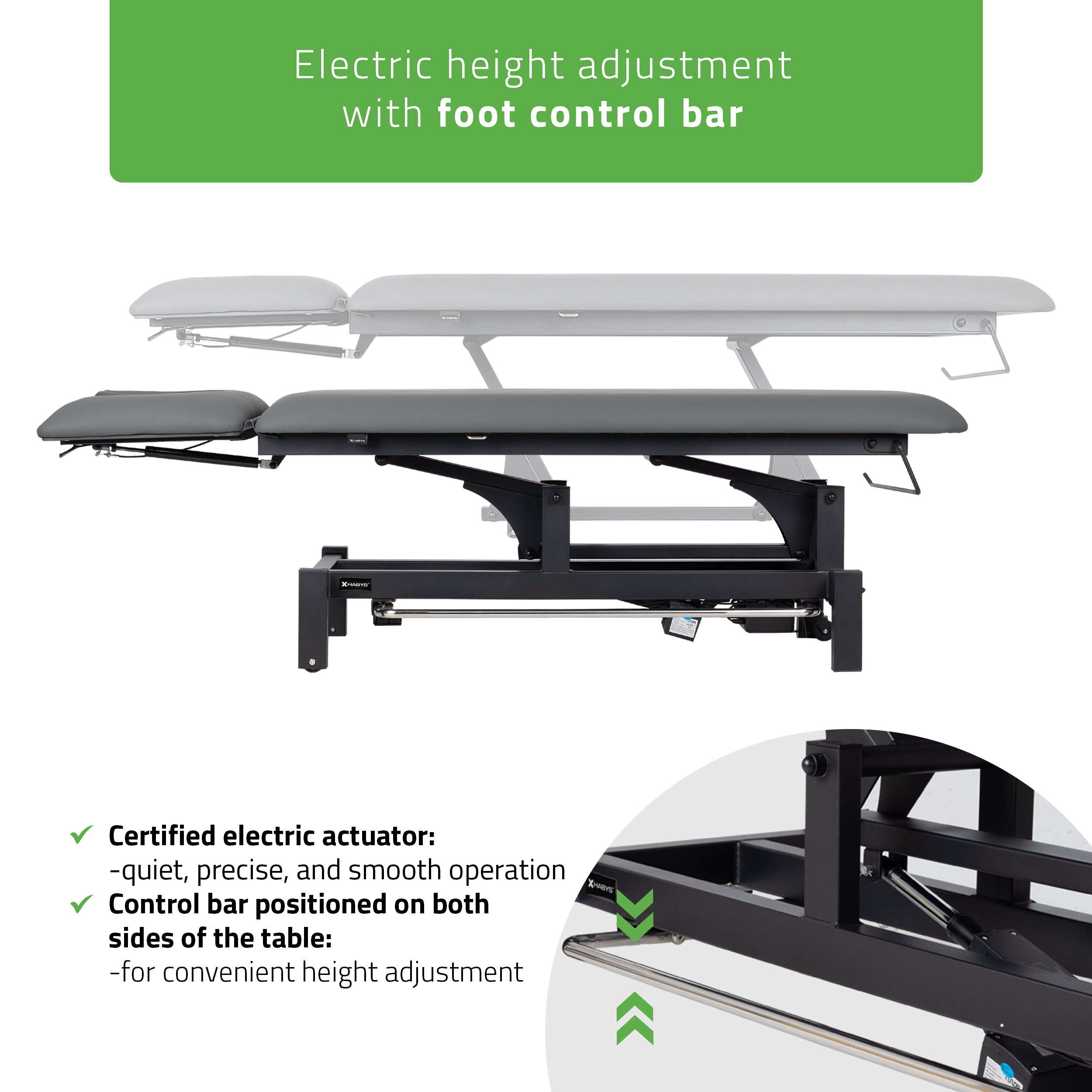 -3-Fortis 2 ERGO treatment table, electric height adjustment with foot control bar, ERGO cushion, k722 gray-3