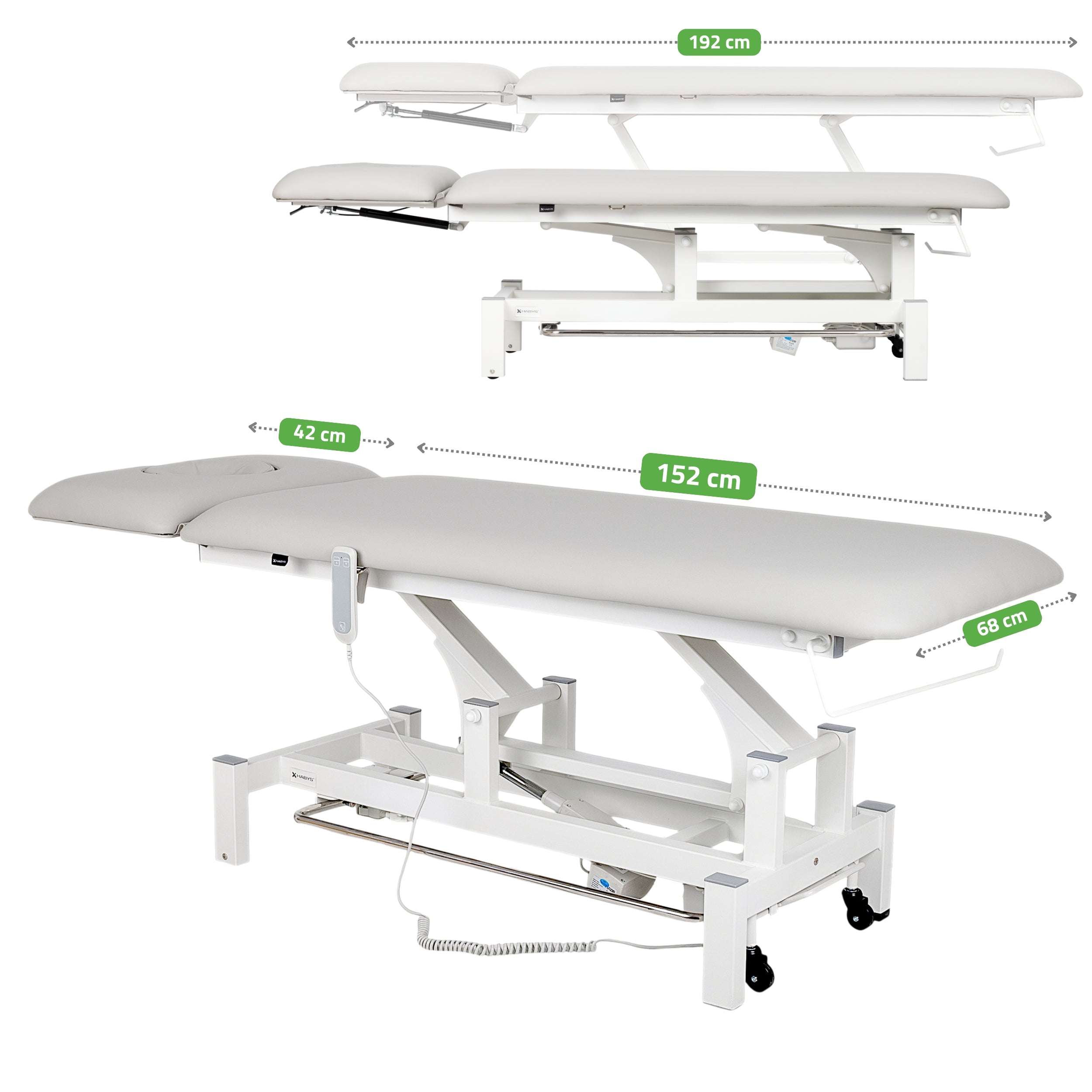 -1-Fortis 2 ERGO treatment table, electric height adjustment with foot control bar, ERGO cushion, k729 light gray-1