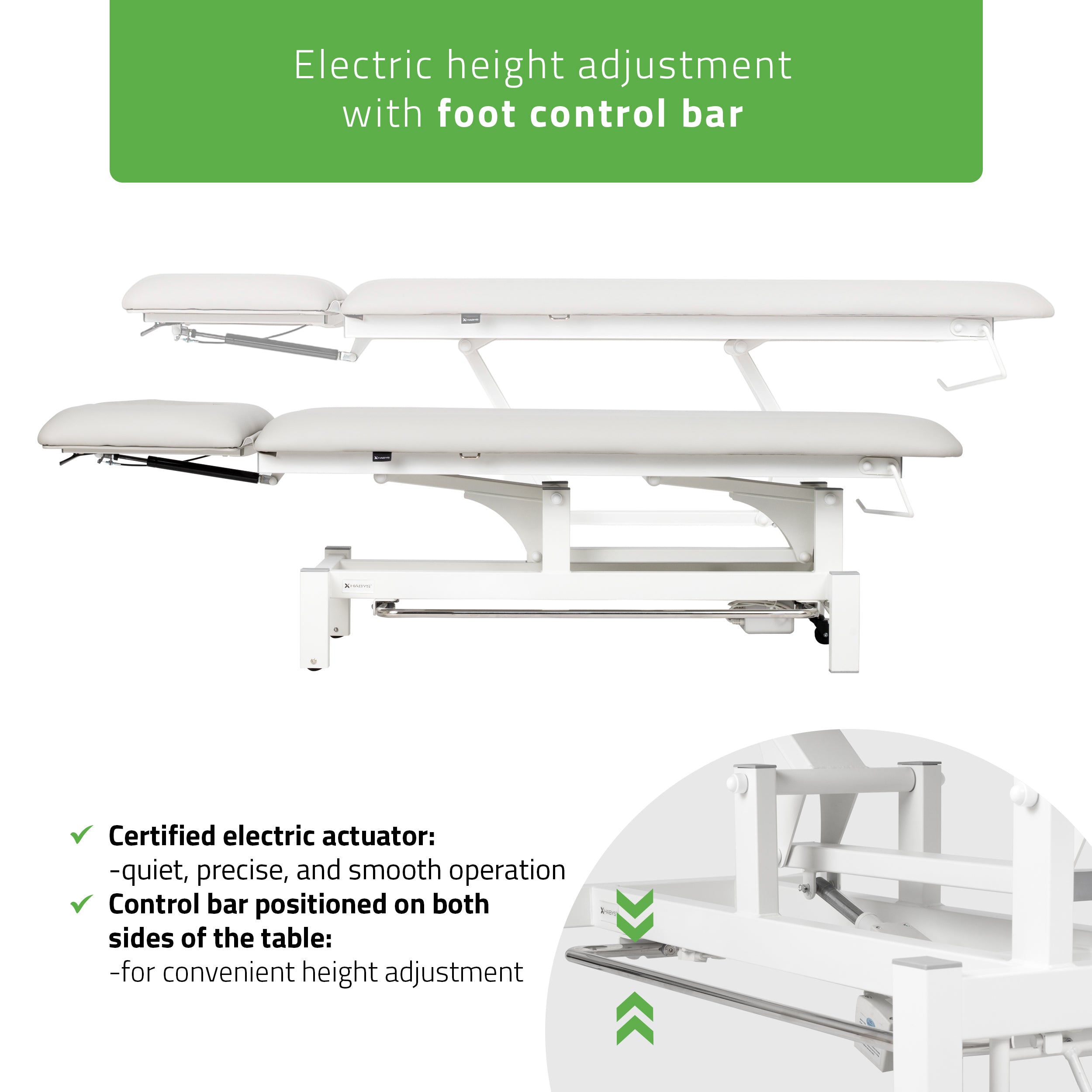 -5-Fortis 2 ERGO treatment table, electric height adjustment with foot control bar, ERGO cushion, k729 light gray-5