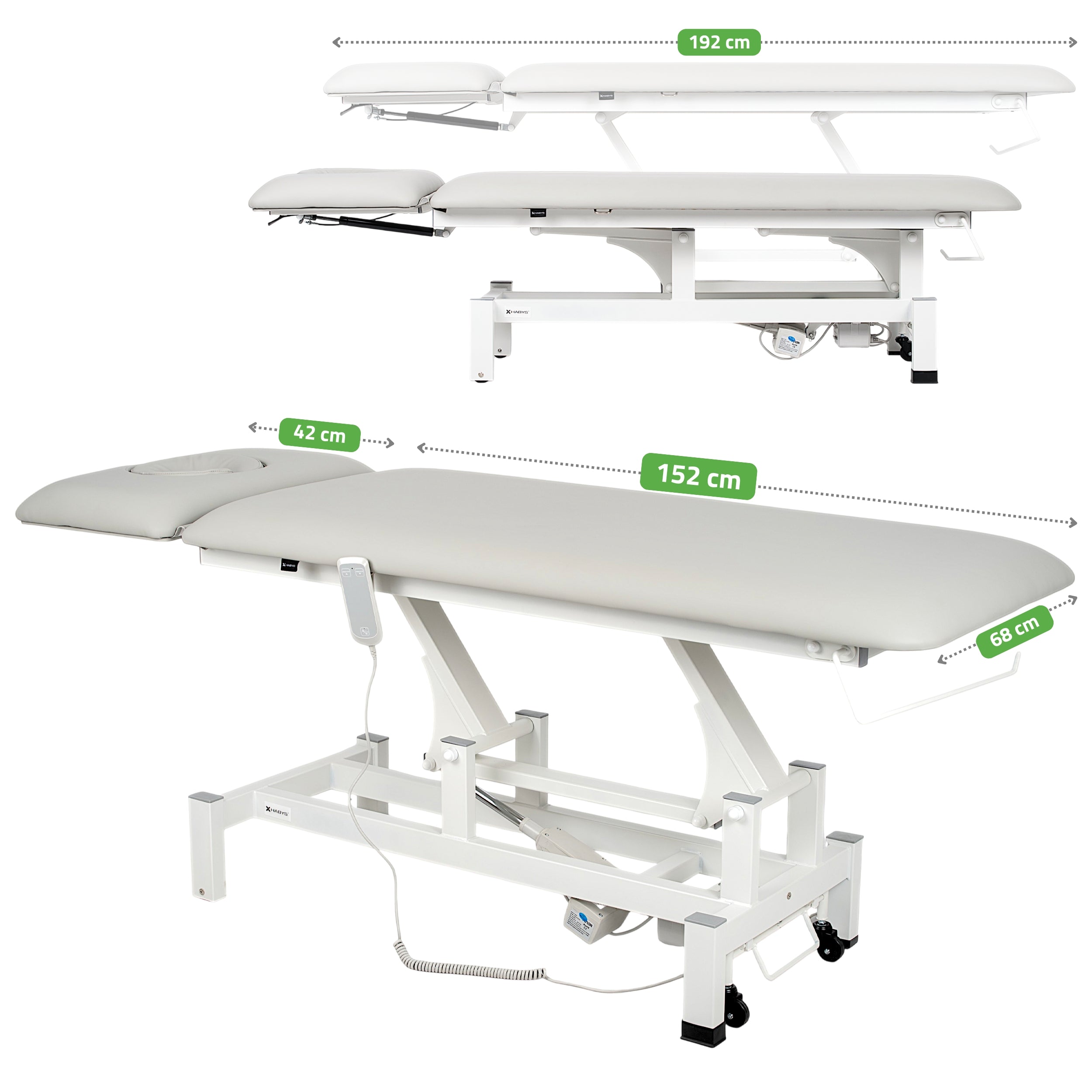 -1-Fortis 2 ERGO treatment table, electric height adjustment with hand remote control, ERGO cushion, k729 light gray-1