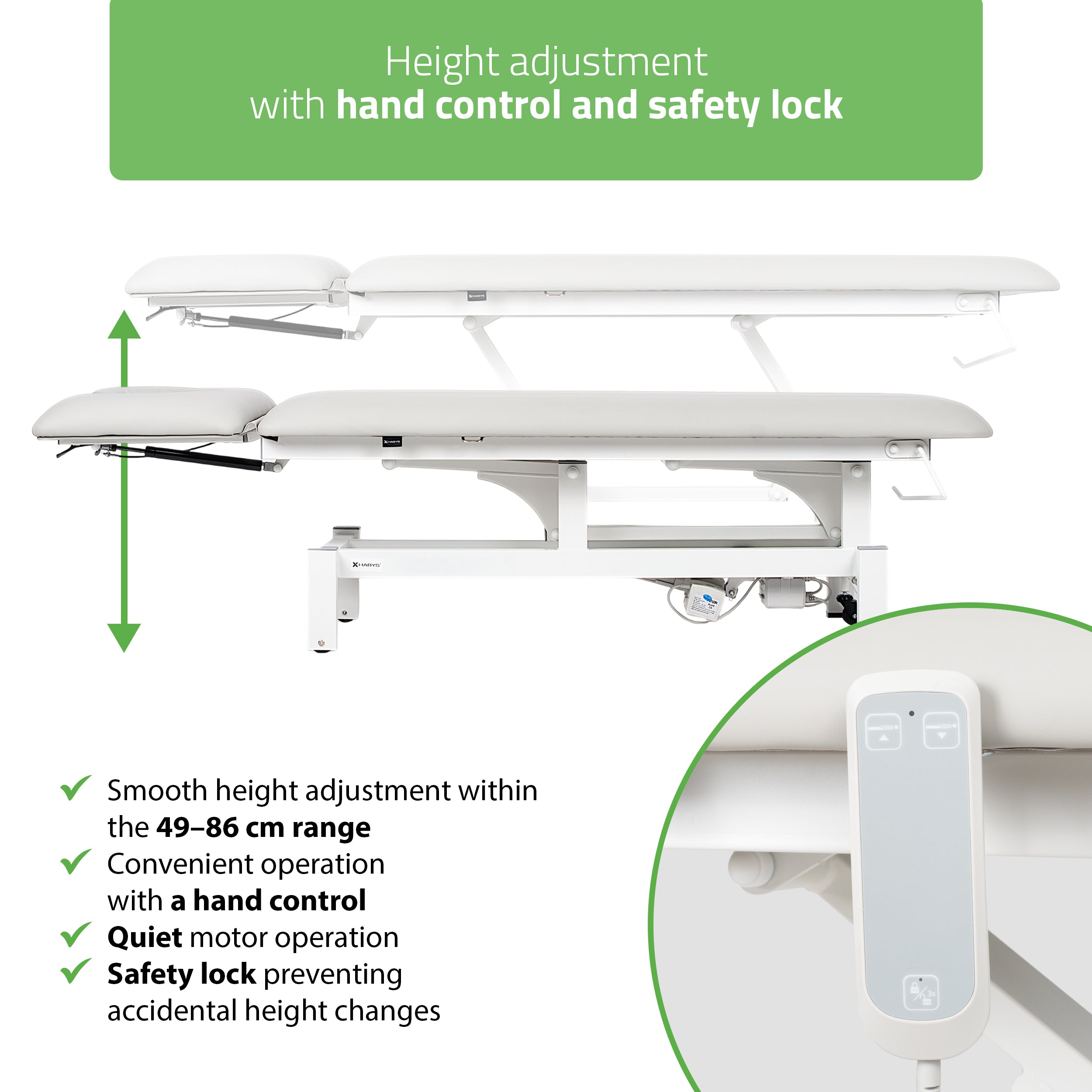 -6-Fortis 2 ERGO treatment table, electric height adjustment with hand remote control, ERGO cushion, k729 light gray-6