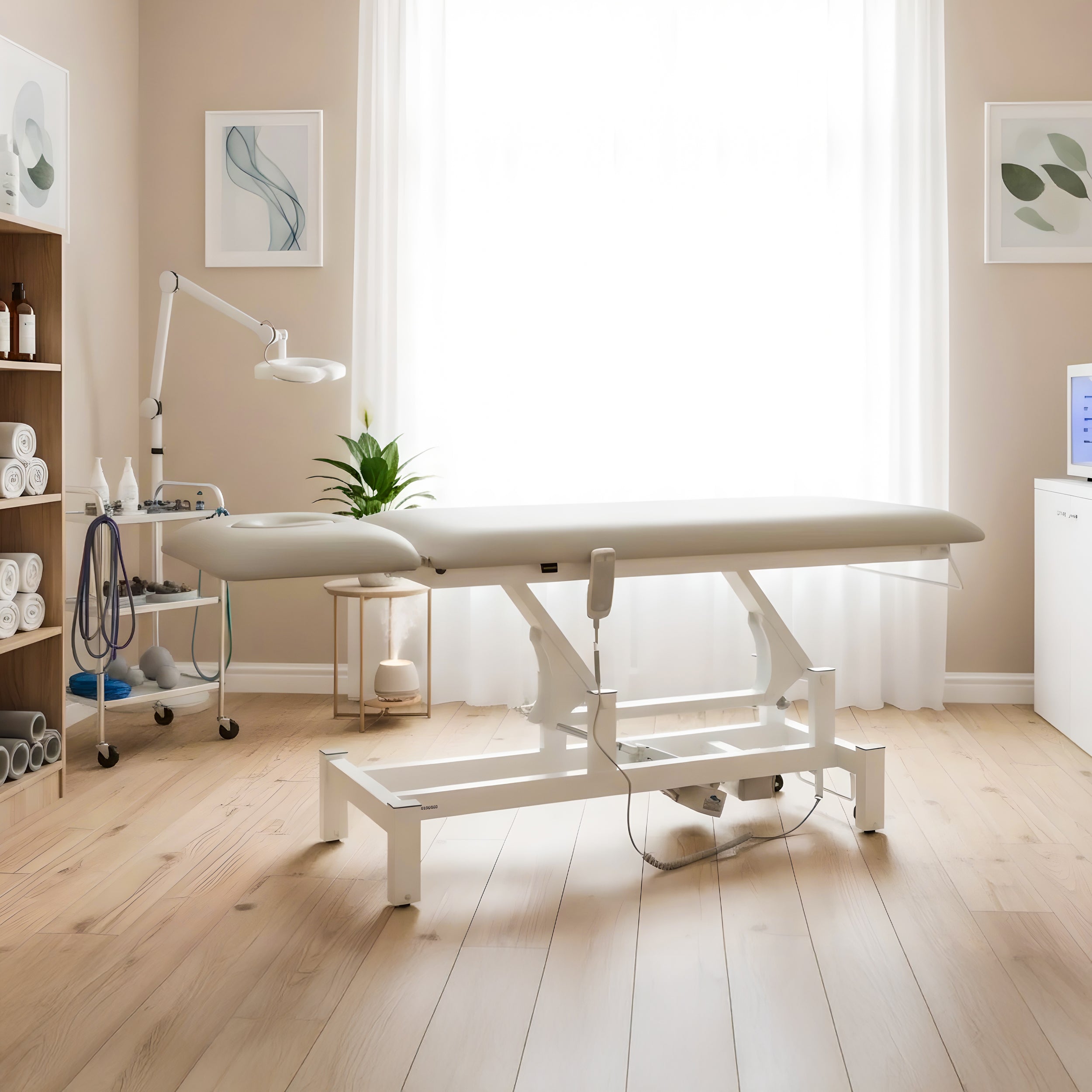 -2-Fortis 2 ERGO treatment table, electric height adjustment with hand remote control, ERGO cushion, k729 light gray-2