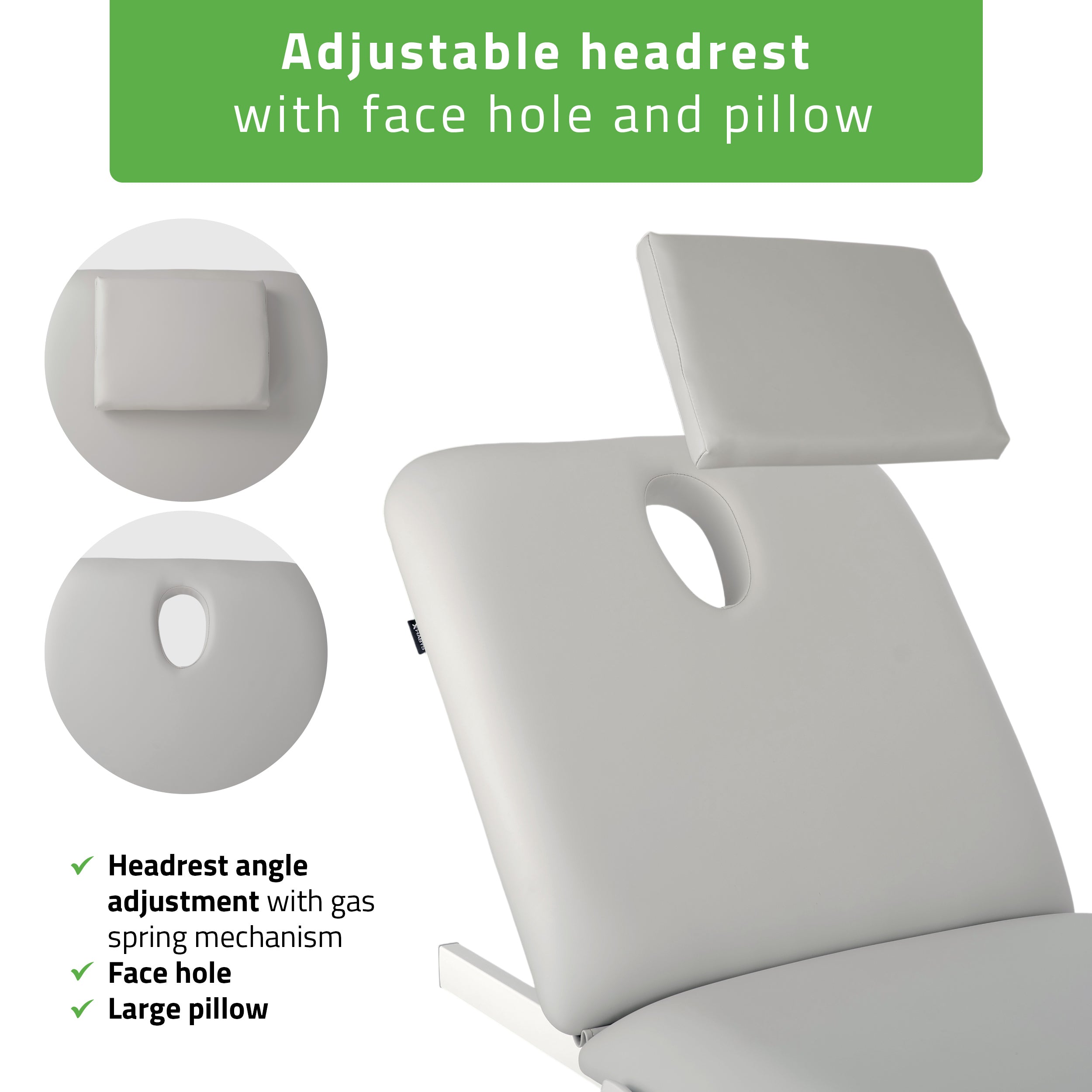 -3-Fortis 2 treatment table, electric adjustment, foot control bar, hand remote control, head cushion, k729 light gray-3