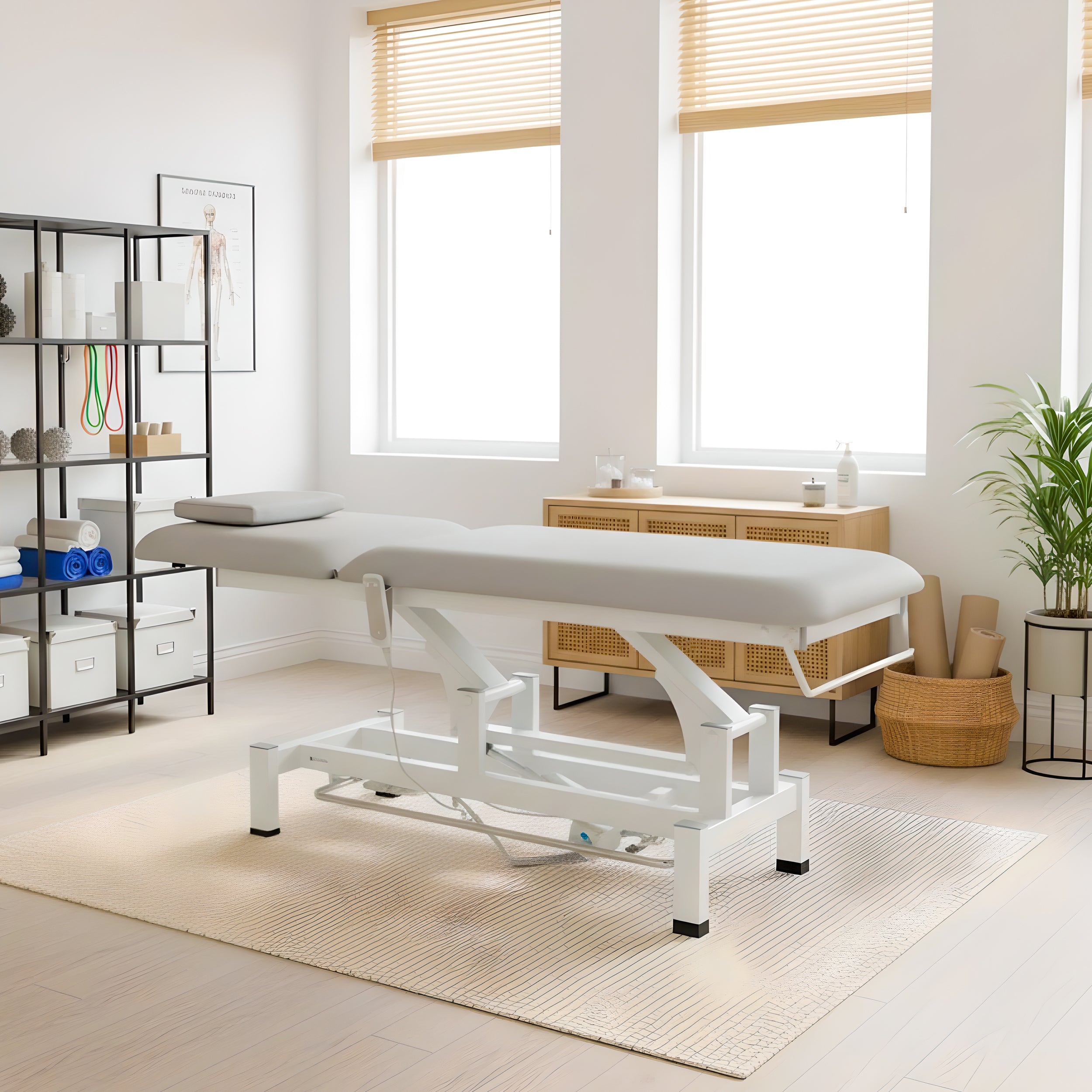 -1-Fortis 2 treatment table, electric adjustment, foot control bar, hand remote control, head cushion, k729 light gray-1