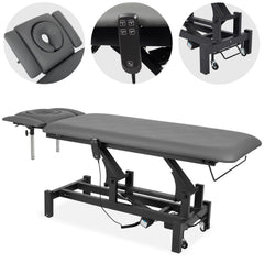 --Fortis 4 ERGO treatment table, electric height adjustment, hand remote control, ERGO face cushion, wheels, armrests k722 Gray-