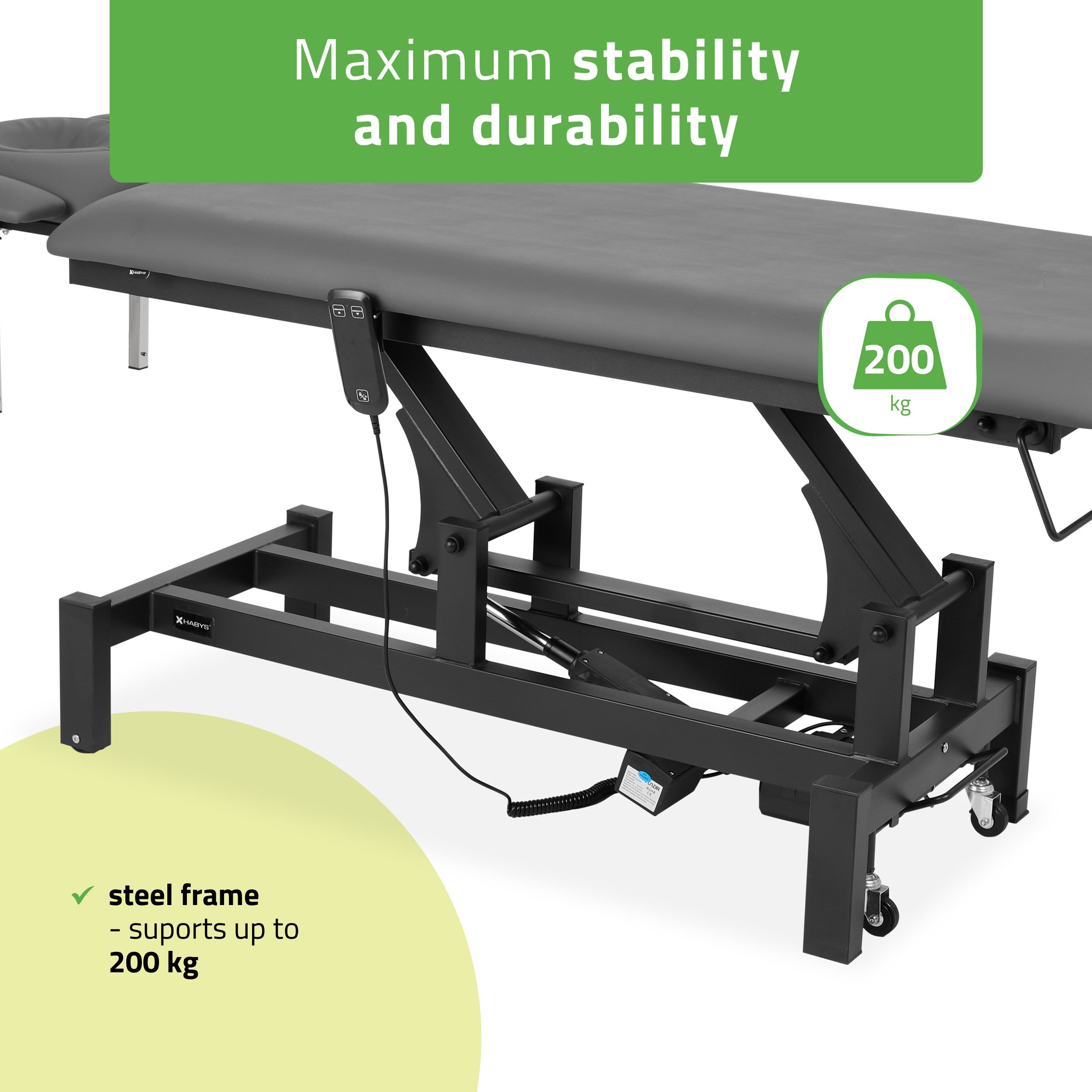 -5-Fortis 4 ERGO treatment table, electric height adjustment, hand remote control, ERGO face cushion, wheels, armrests k722 Gray-5